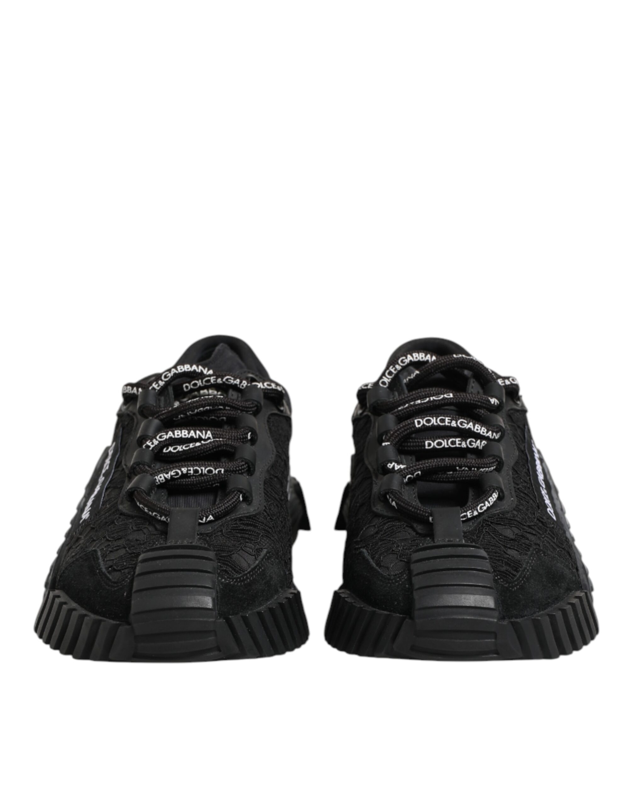 Dolce & Gabbana Black Logo Lace Low Top NS1 Sneakers Shoes - Image 3