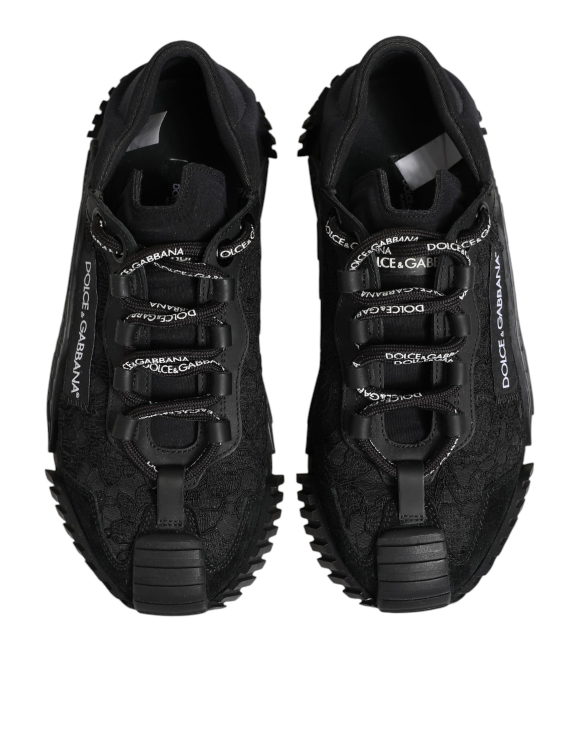 Dolce & Gabbana Black Logo Lace Low Top NS1 Sneakers Shoes - Image 4