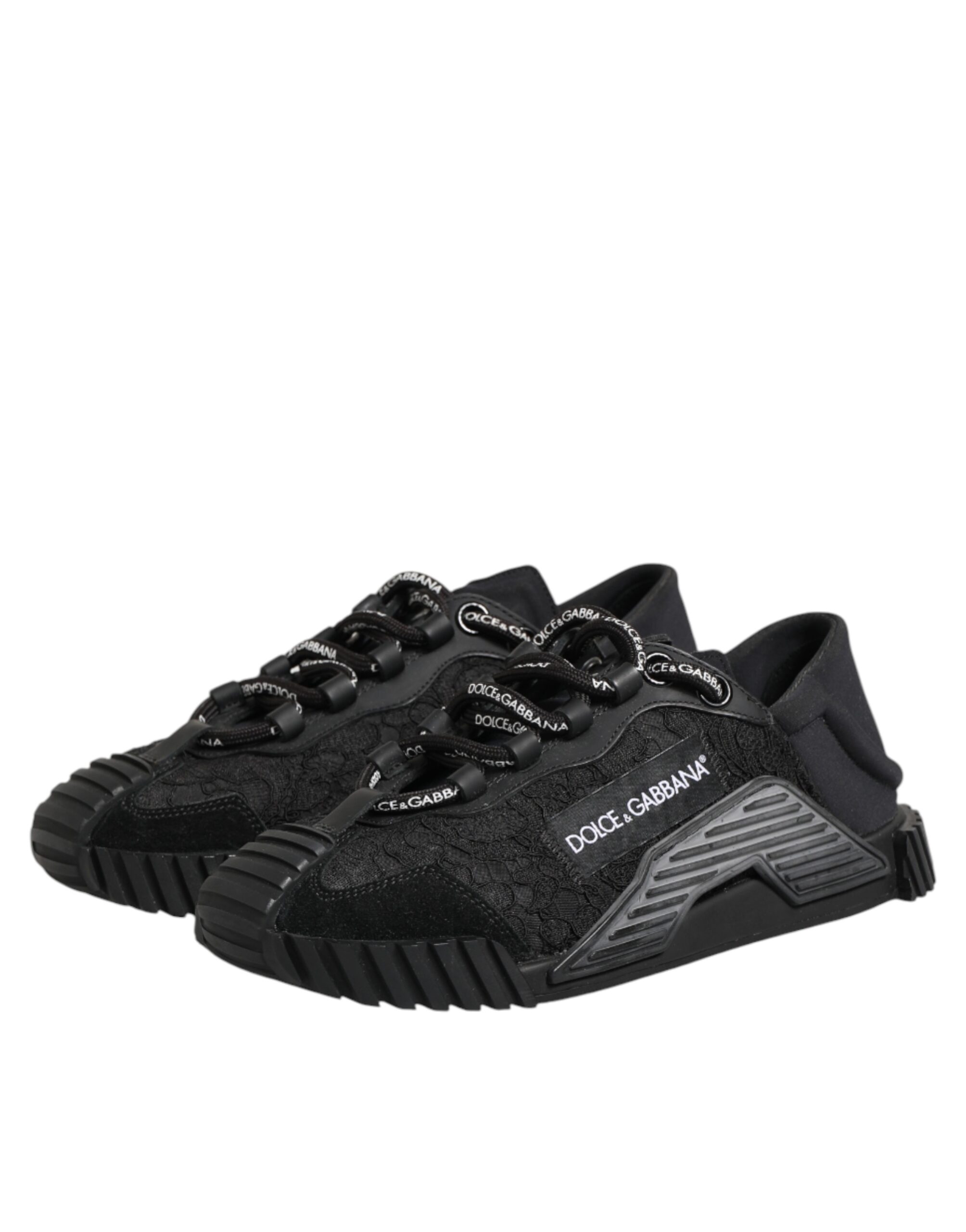 Dolce & Gabbana Black Logo Lace Low Top NS1 Sneakers Shoes - Image 5