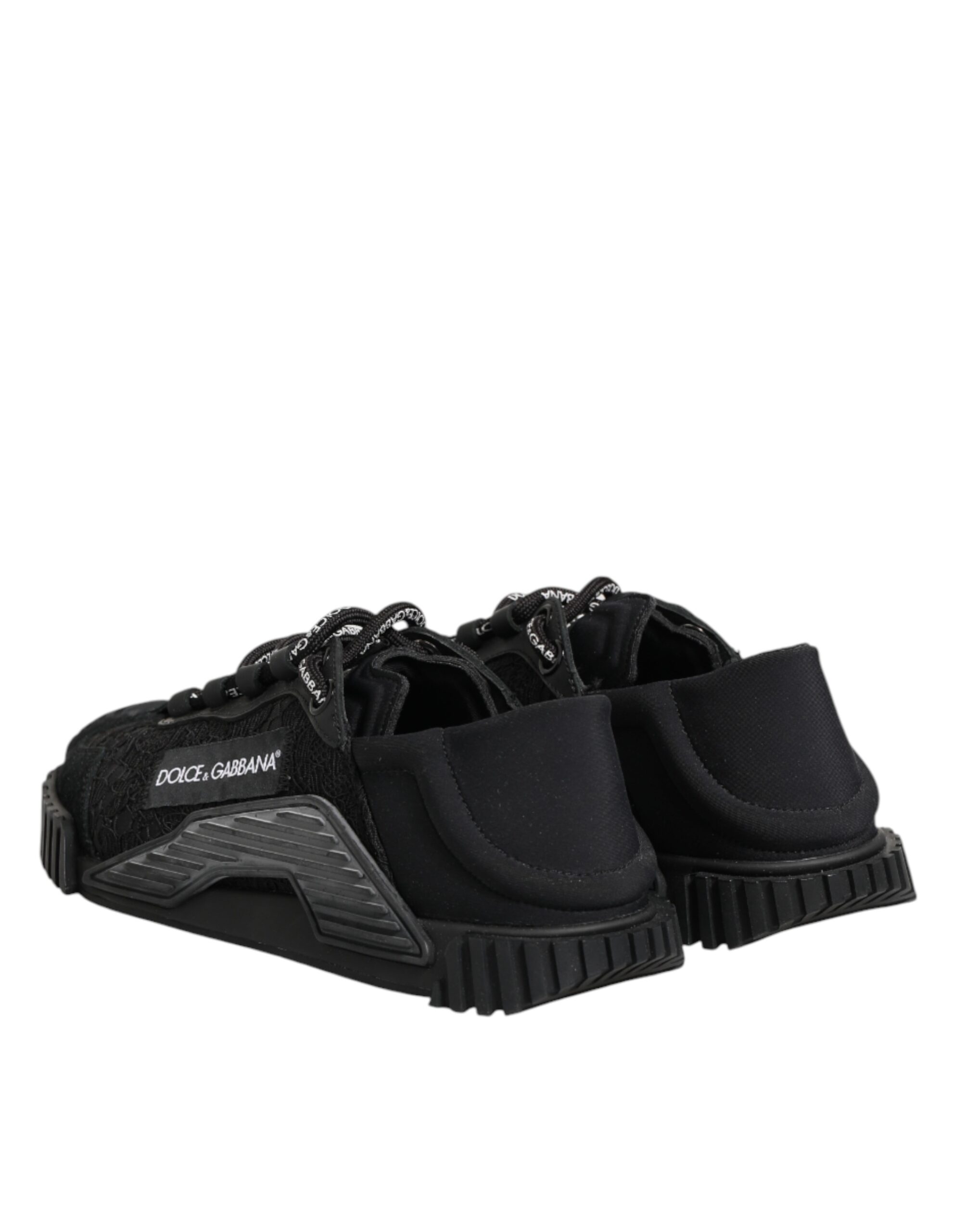 Dolce & Gabbana Black Logo Lace Low Top NS1 Sneakers Shoes - Image 6