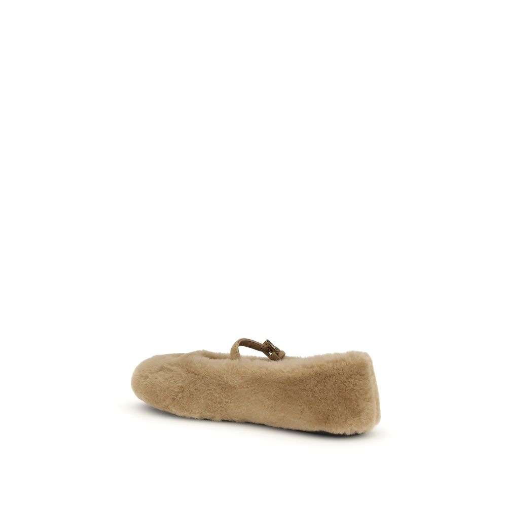 Prada Beige Lamb Ovis Aries Aries Ballet Flats - Image 3