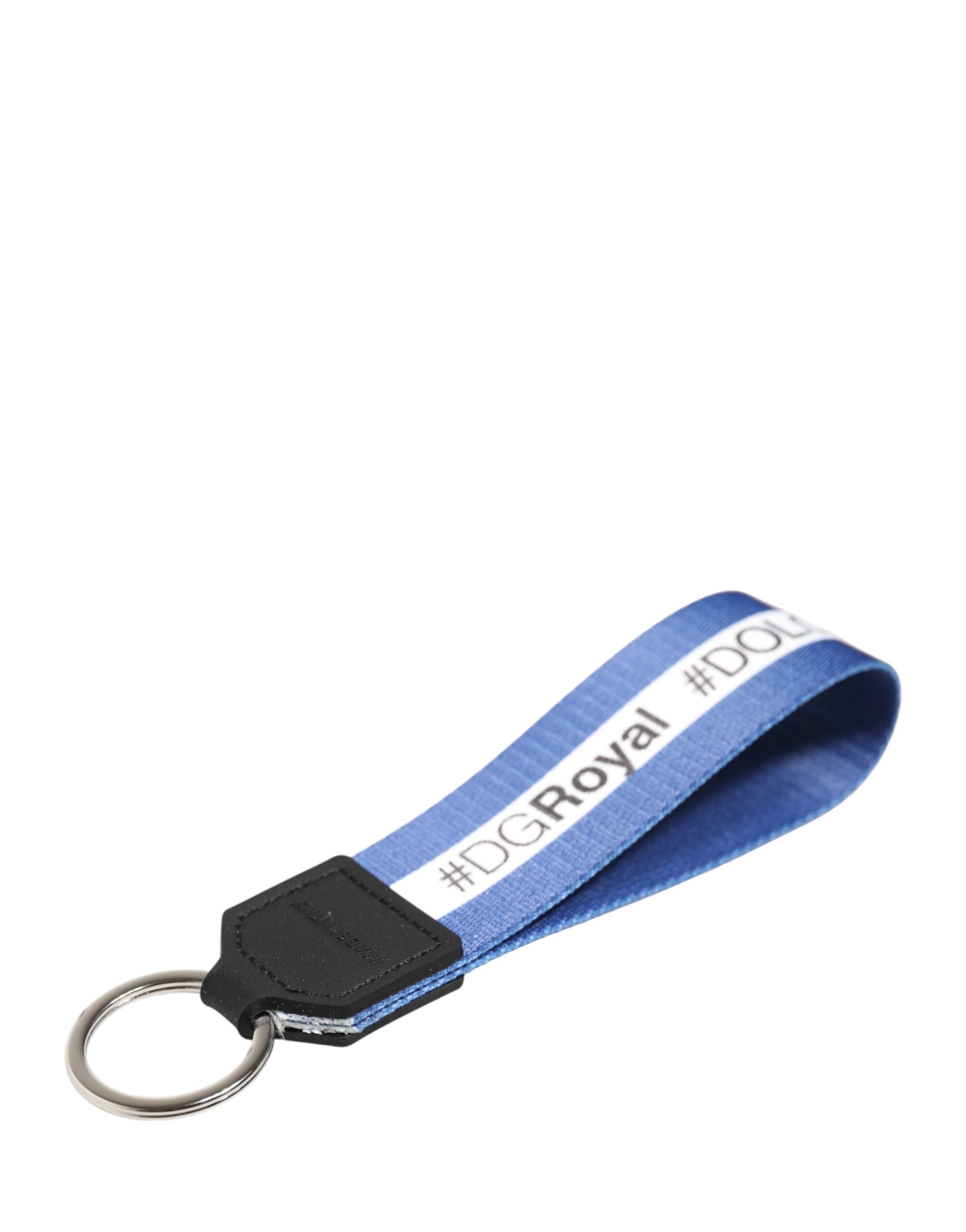 Dolce & Gabbana White Blue Logo Polyester PVC Holder Keychain Keyring - Image 2