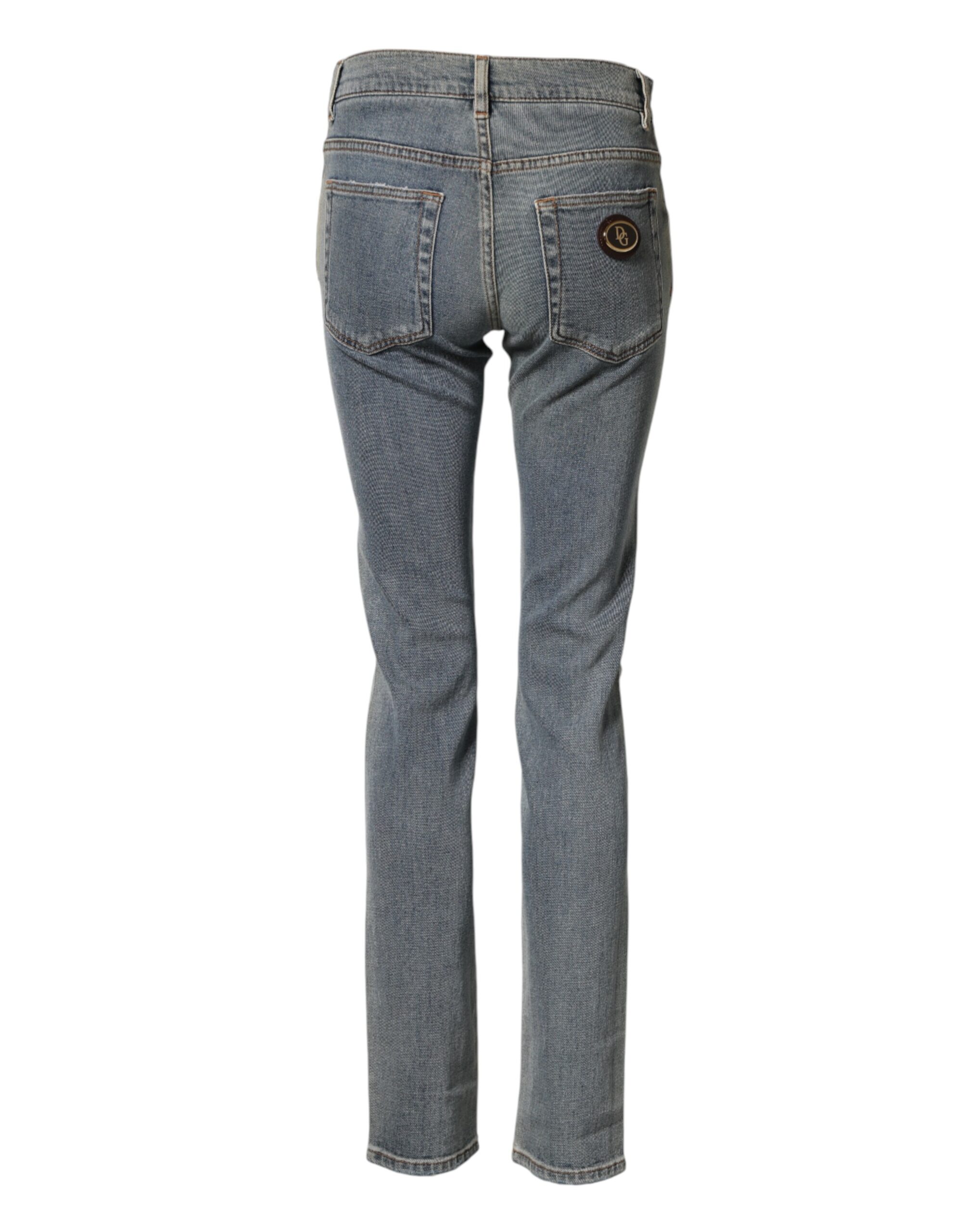 Dolce & Gabbana Blue Two Tone Cotton Men Skinny Denim Jeans - Image 3