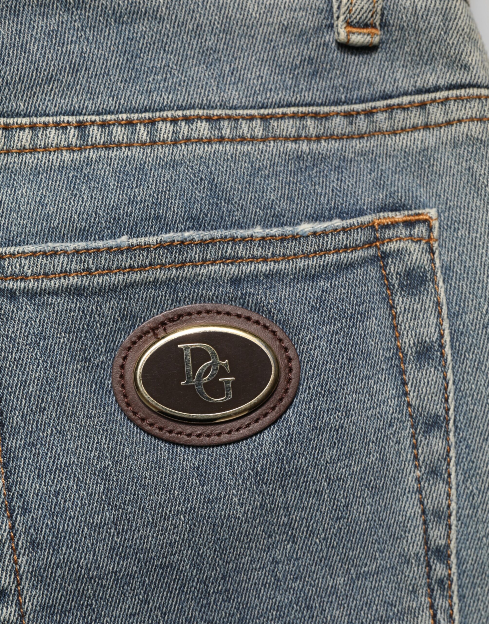 Dolce & Gabbana Blue Two Tone Cotton Men Skinny Denim Jeans - Image 5