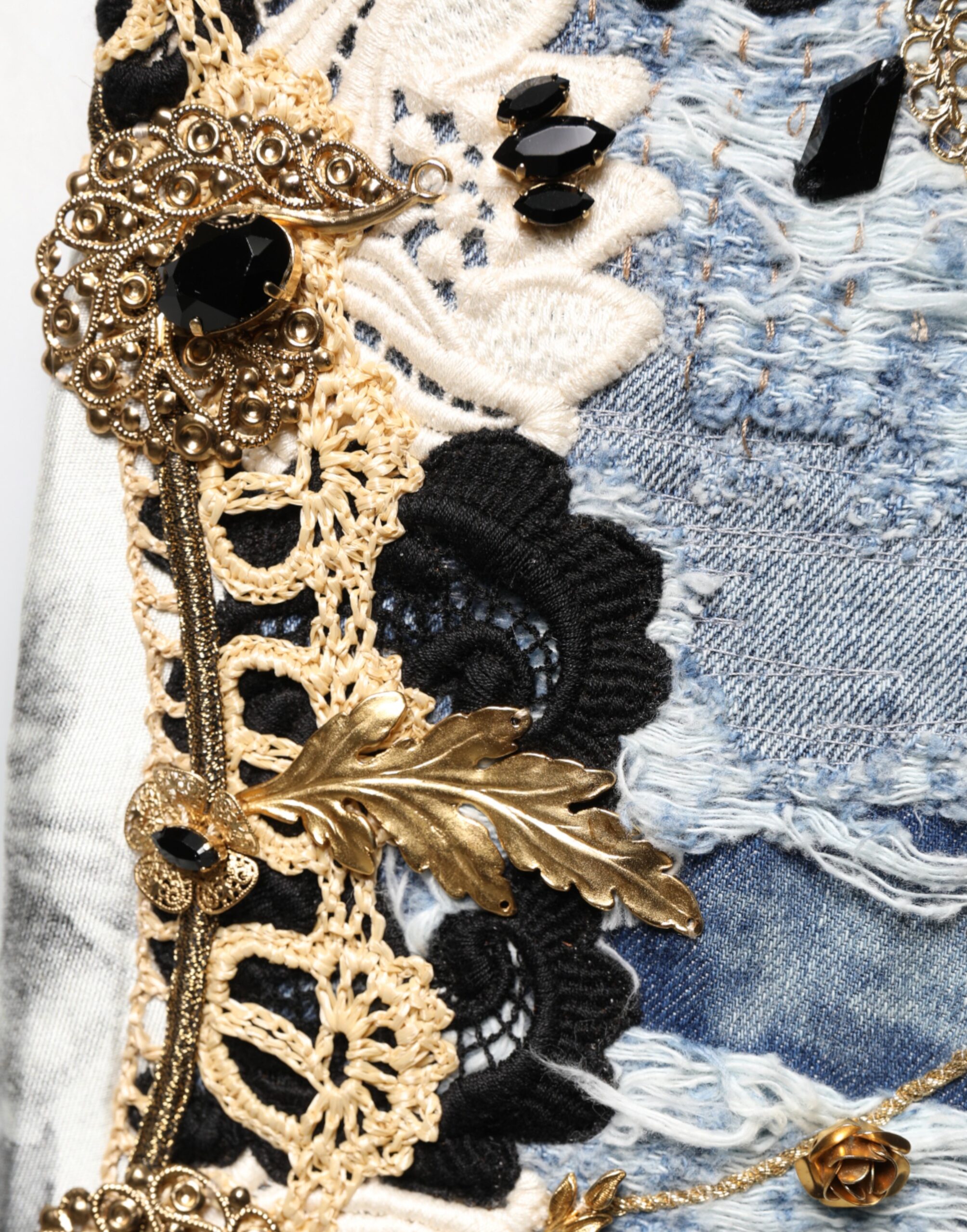 Dolce & Gabbana Blue Ripped Embellished Cotton Denim Jeans - Image 6