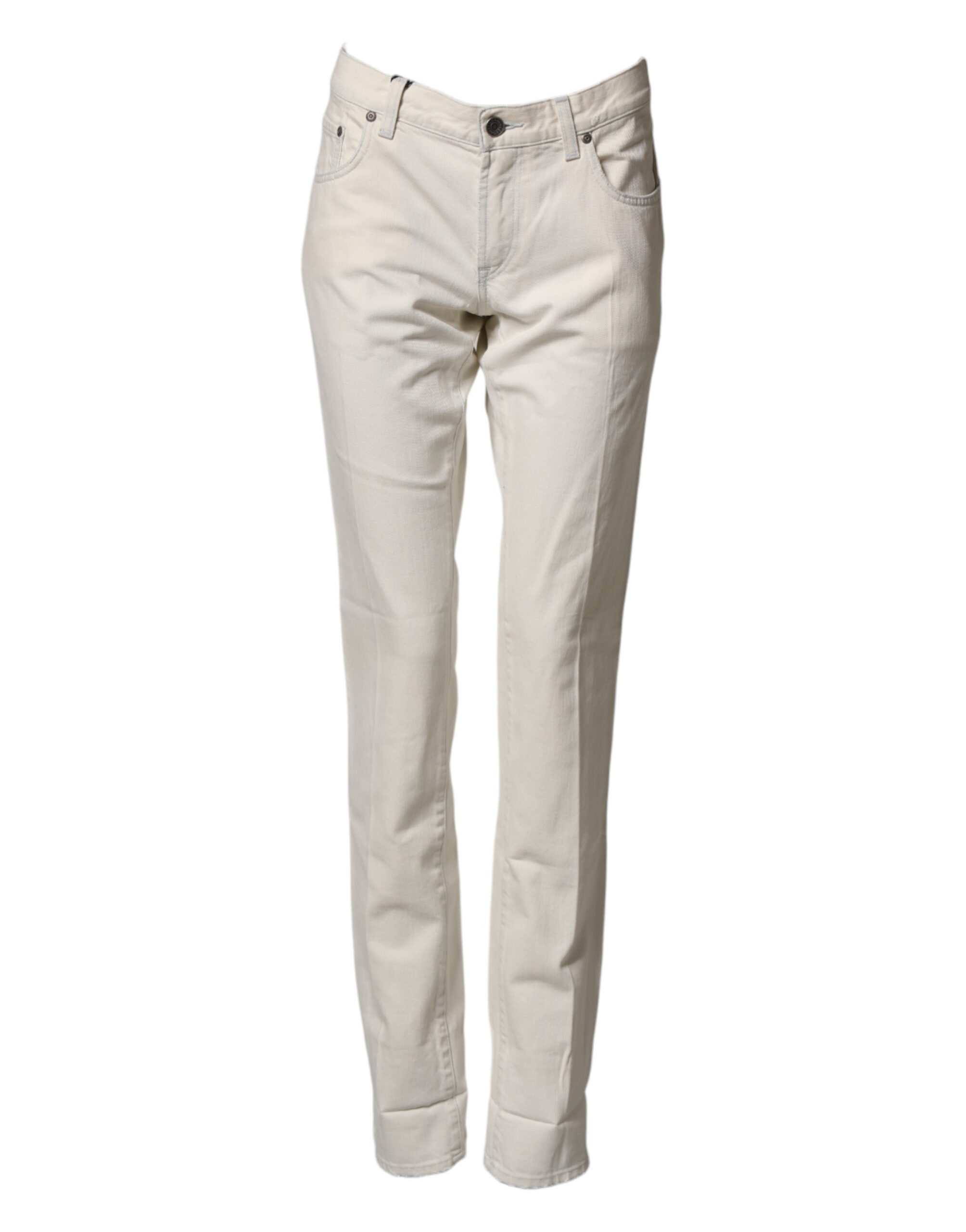 Dolce & Gabbana White Cotton Skinny Denim Trouser Men Jeans - Image 2