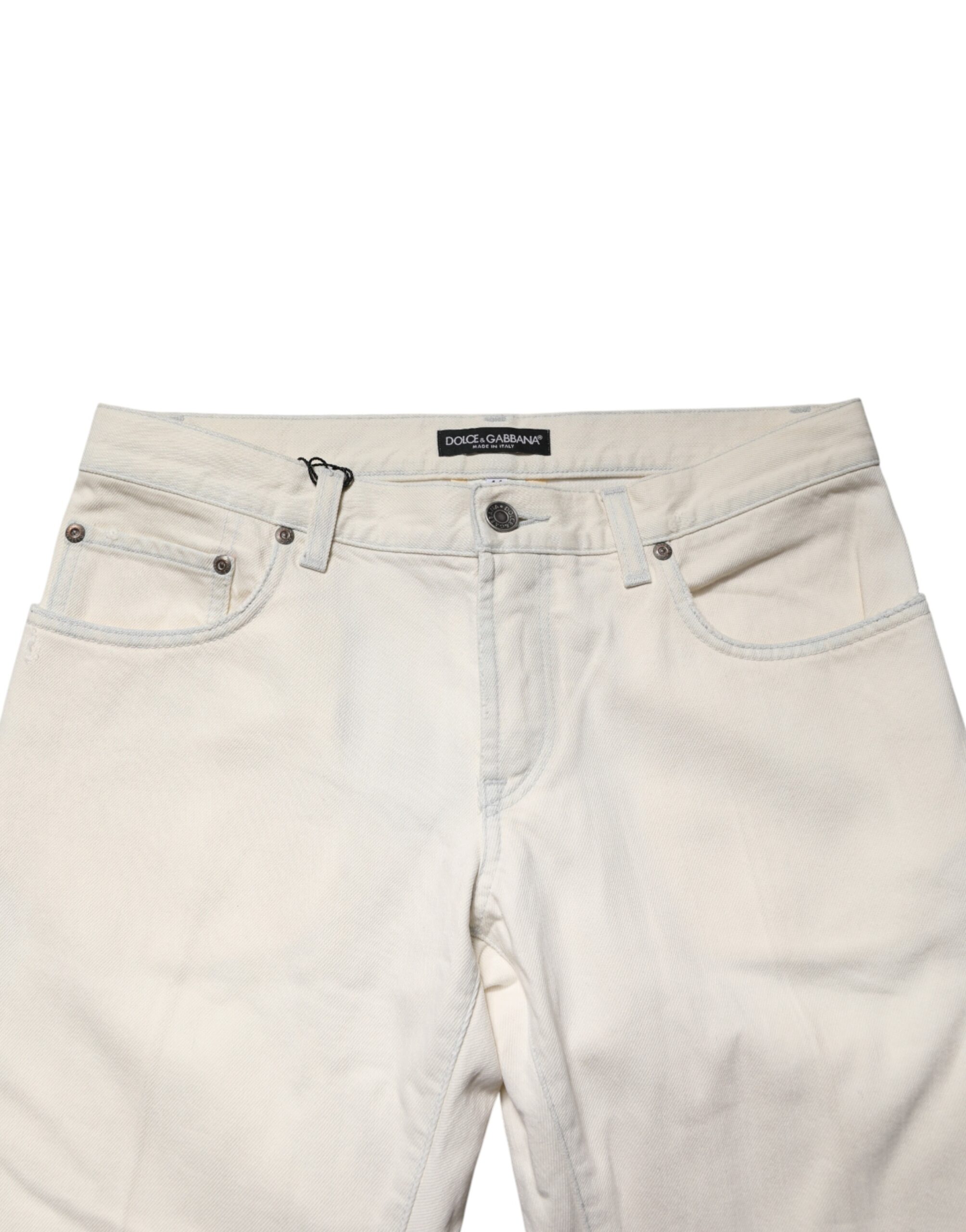Dolce & Gabbana White Cotton Skinny Denim Trouser Men Jeans - Image 4