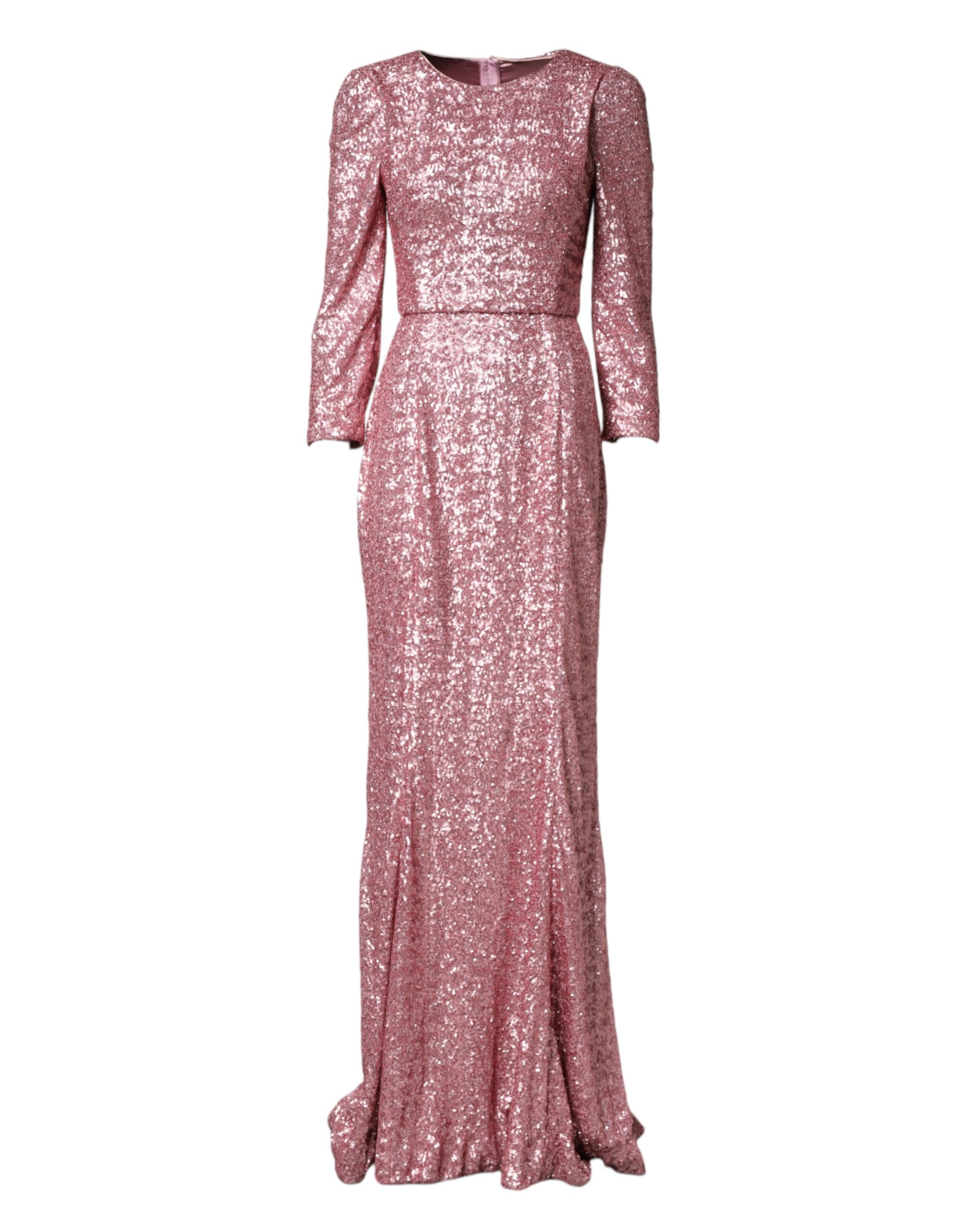 Dolce & Gabbana Pink Sequinned Mermaid Long Gown Dress - Image 2