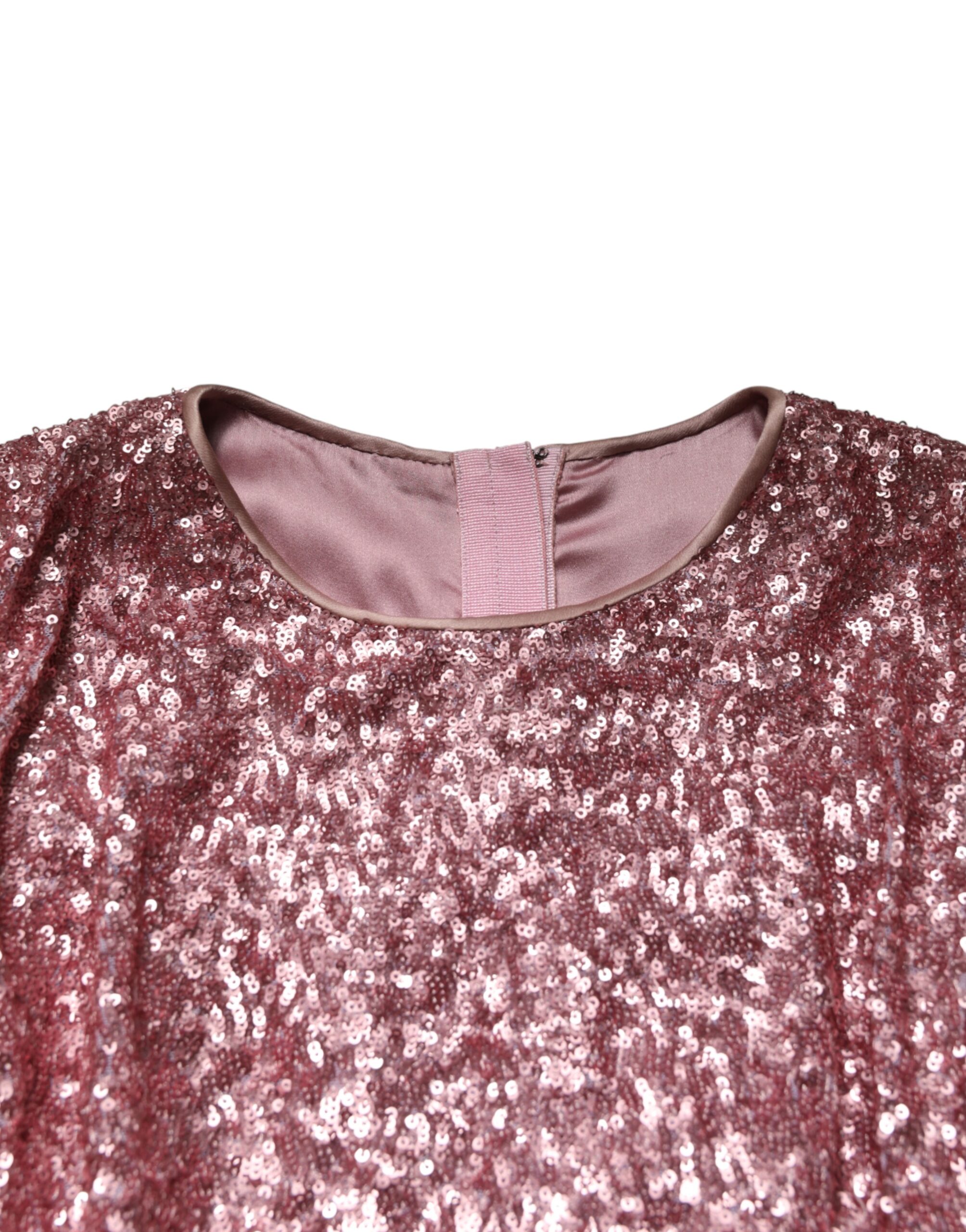 Dolce & Gabbana Pink Sequinned Mermaid Long Gown Dress - Image 6