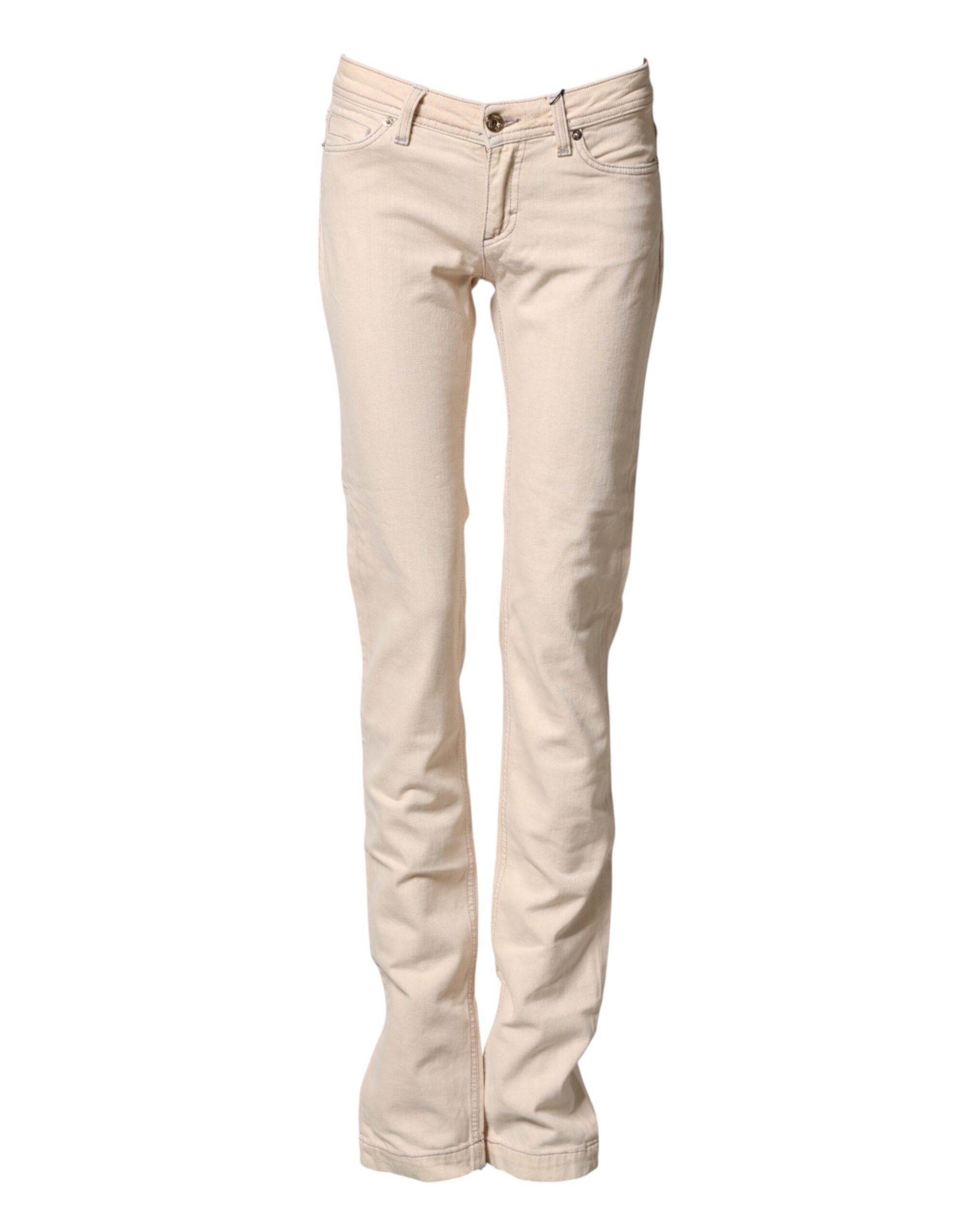 Dolce & Gabbana Beige Low Waist Cotton Slim Fit Denim Trousers Jeans - Image 2