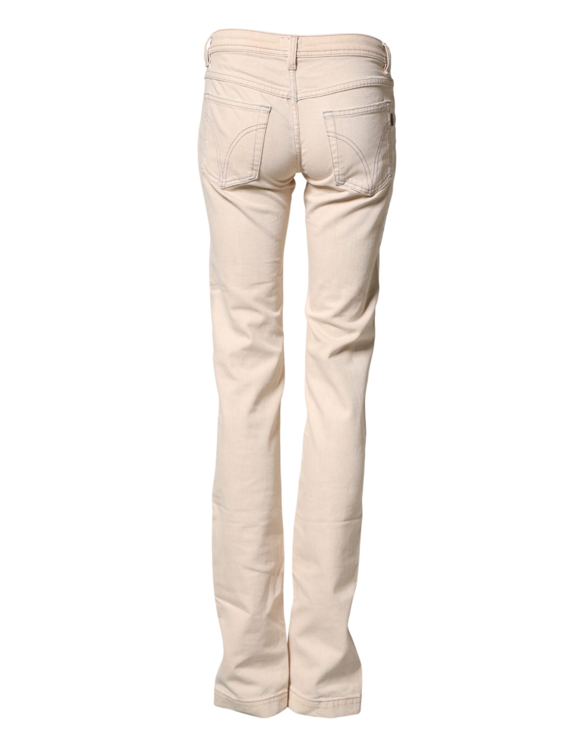 Dolce & Gabbana Beige Low Waist Cotton Slim Fit Denim Trousers Jeans - Image 3