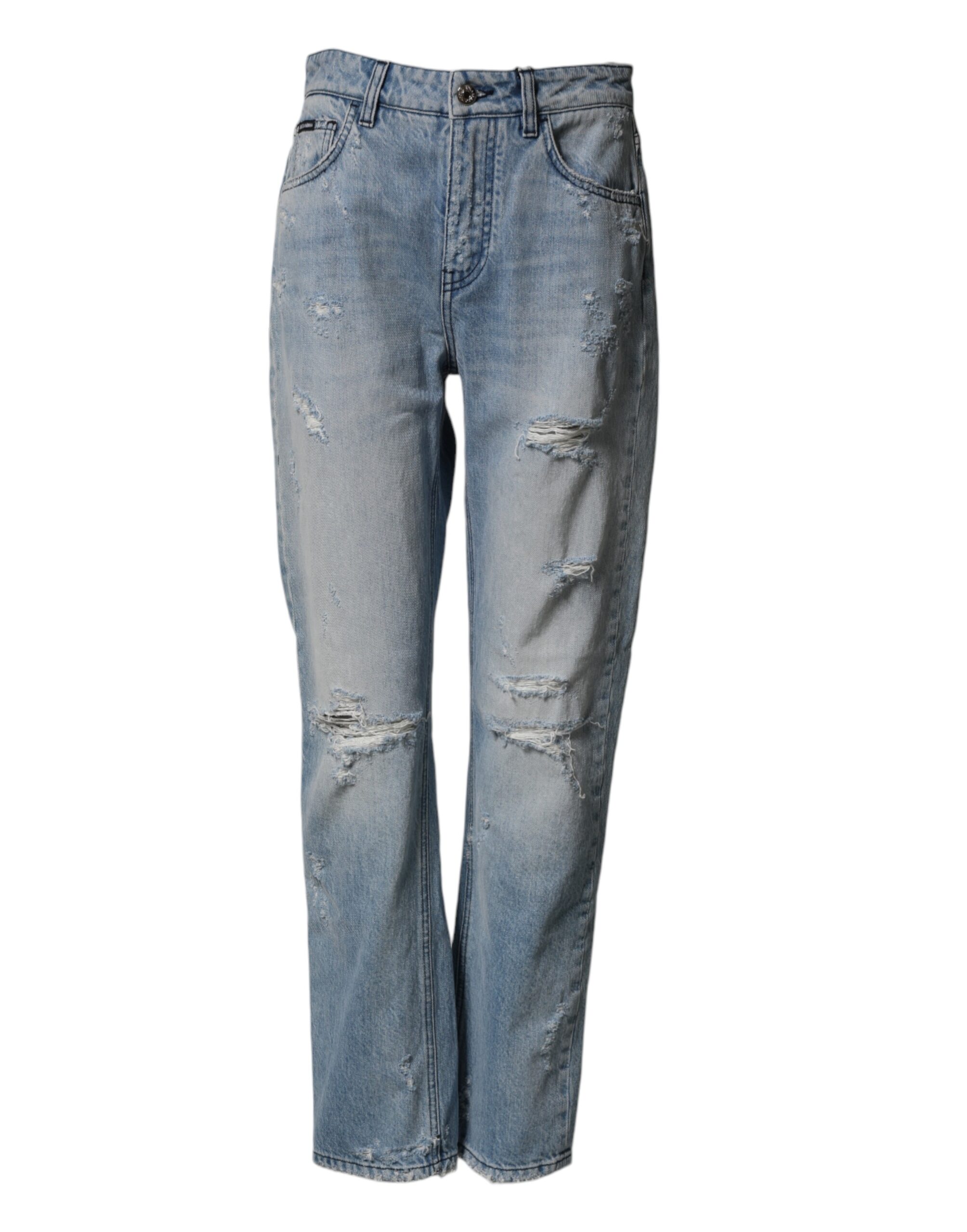 Dolce & Gabbana LightBlue Ripped Washed BOYFRIEND Denim Jeans - Image 2