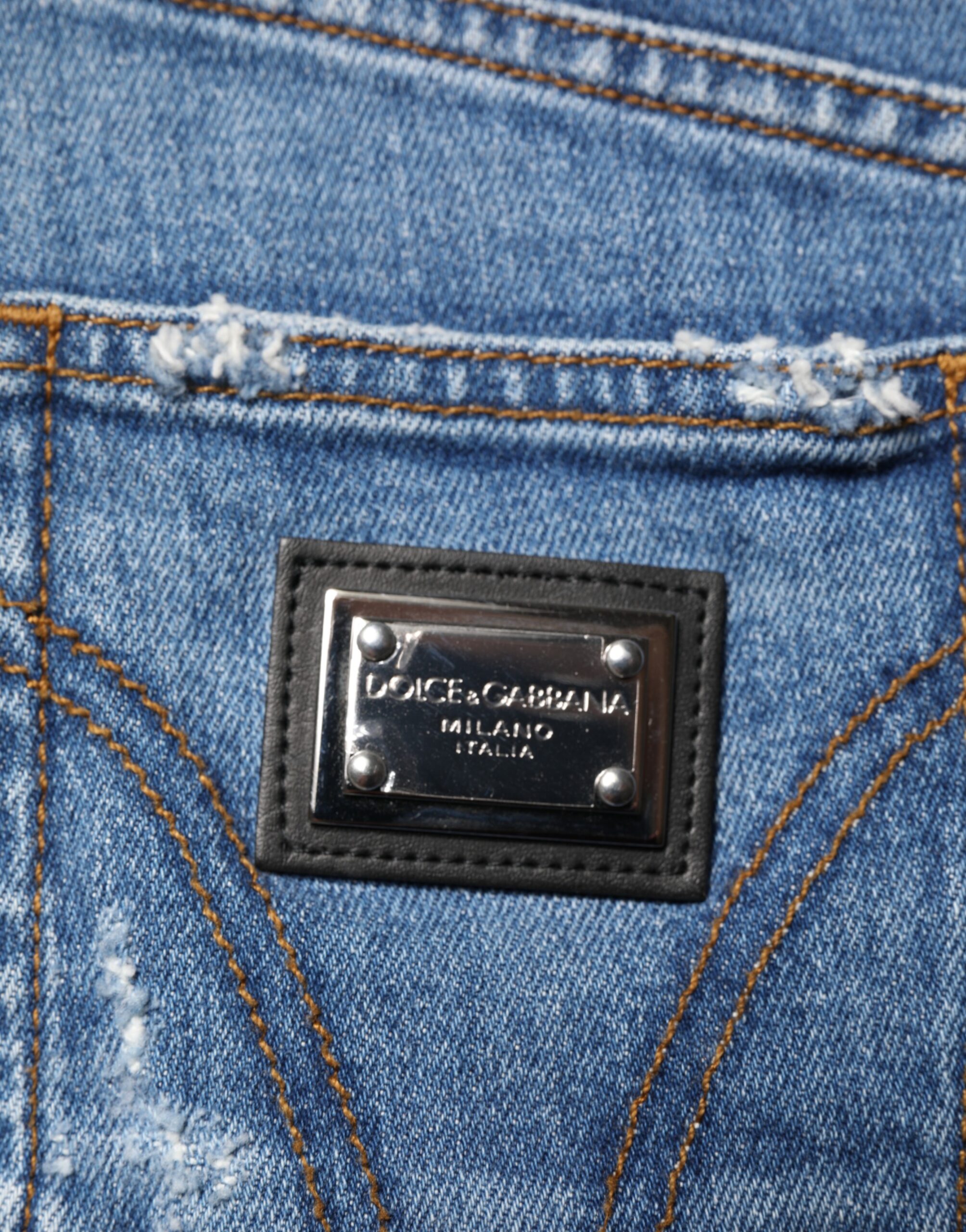 Dolce & Gabbana Blue Distressed Washed Cotton Denim Jeans - Image 5