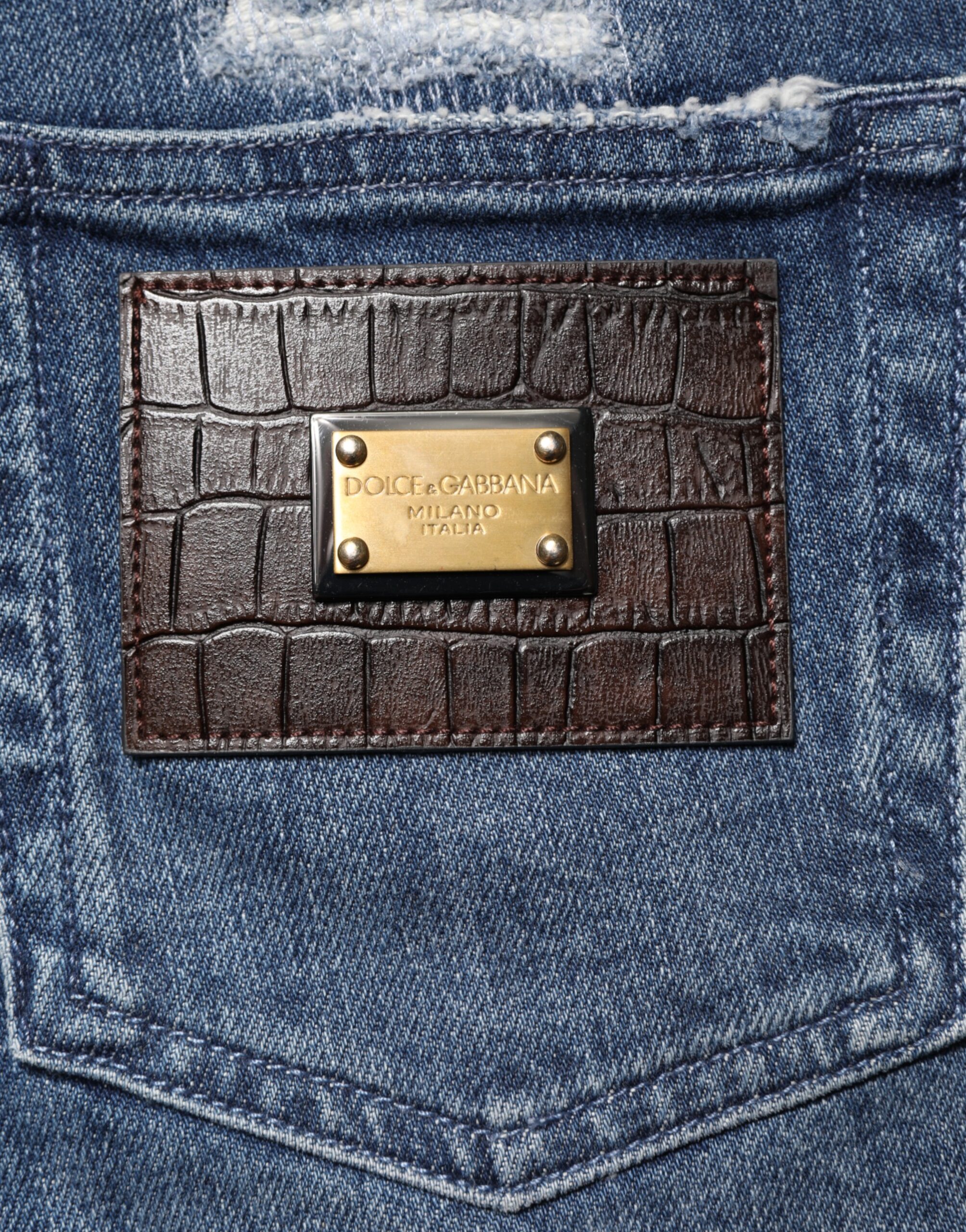 Dolce & Gabbana Blue Distressed Washed Logo GRACE Denim Jeans - Image 5