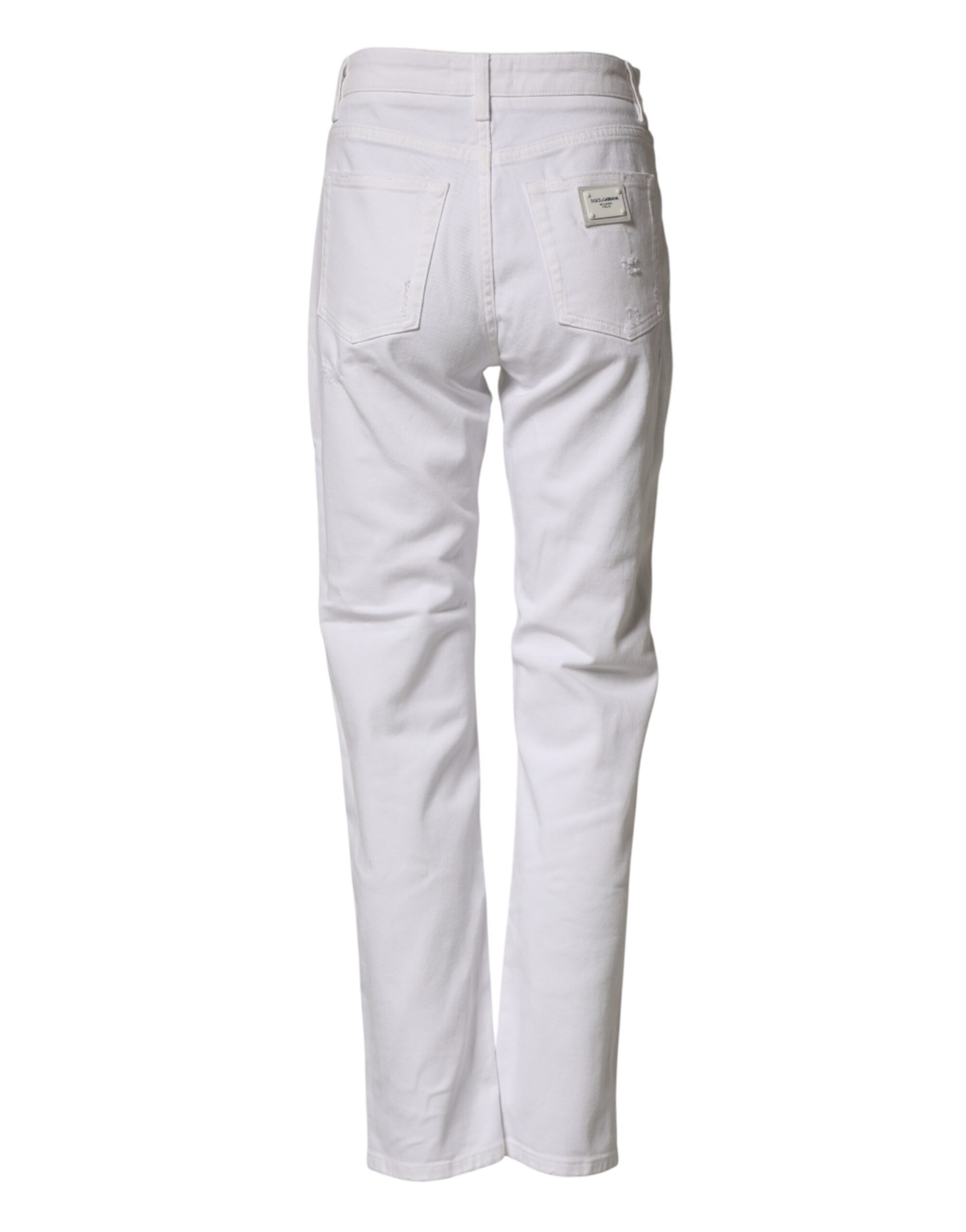 Dolce & Gabbana White Distressed Cotton BOYFRIEND Denim Jeans - Image 3