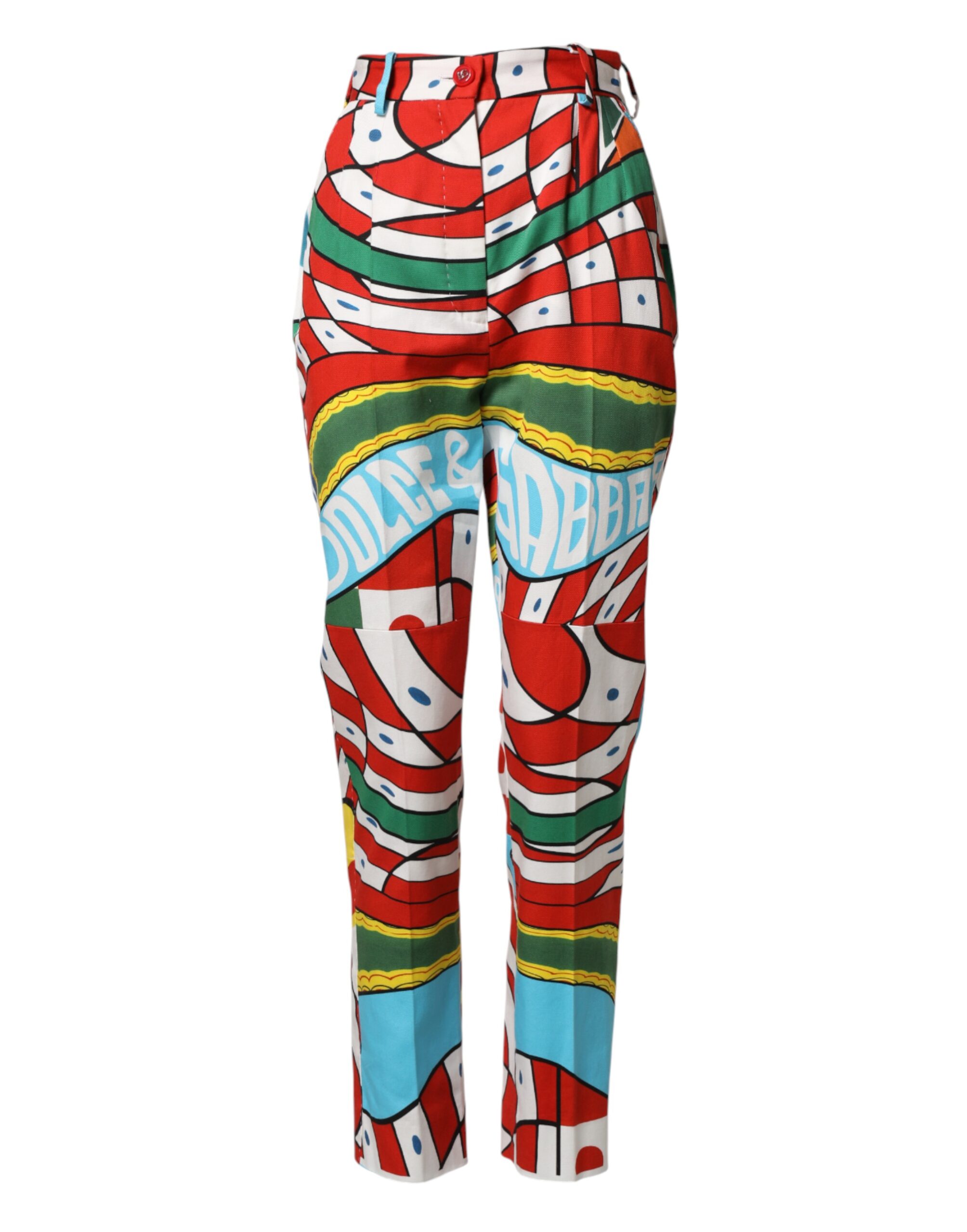 Dolce & Gabbana Multicolor Geometric Pattern Straight Pants - Image 2