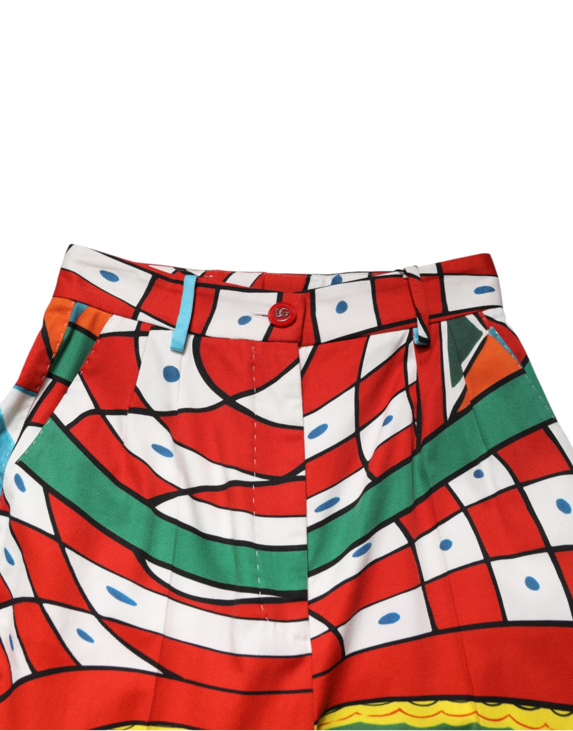 Dolce & Gabbana Multicolor Geometric Pattern Straight Pants - Image 4