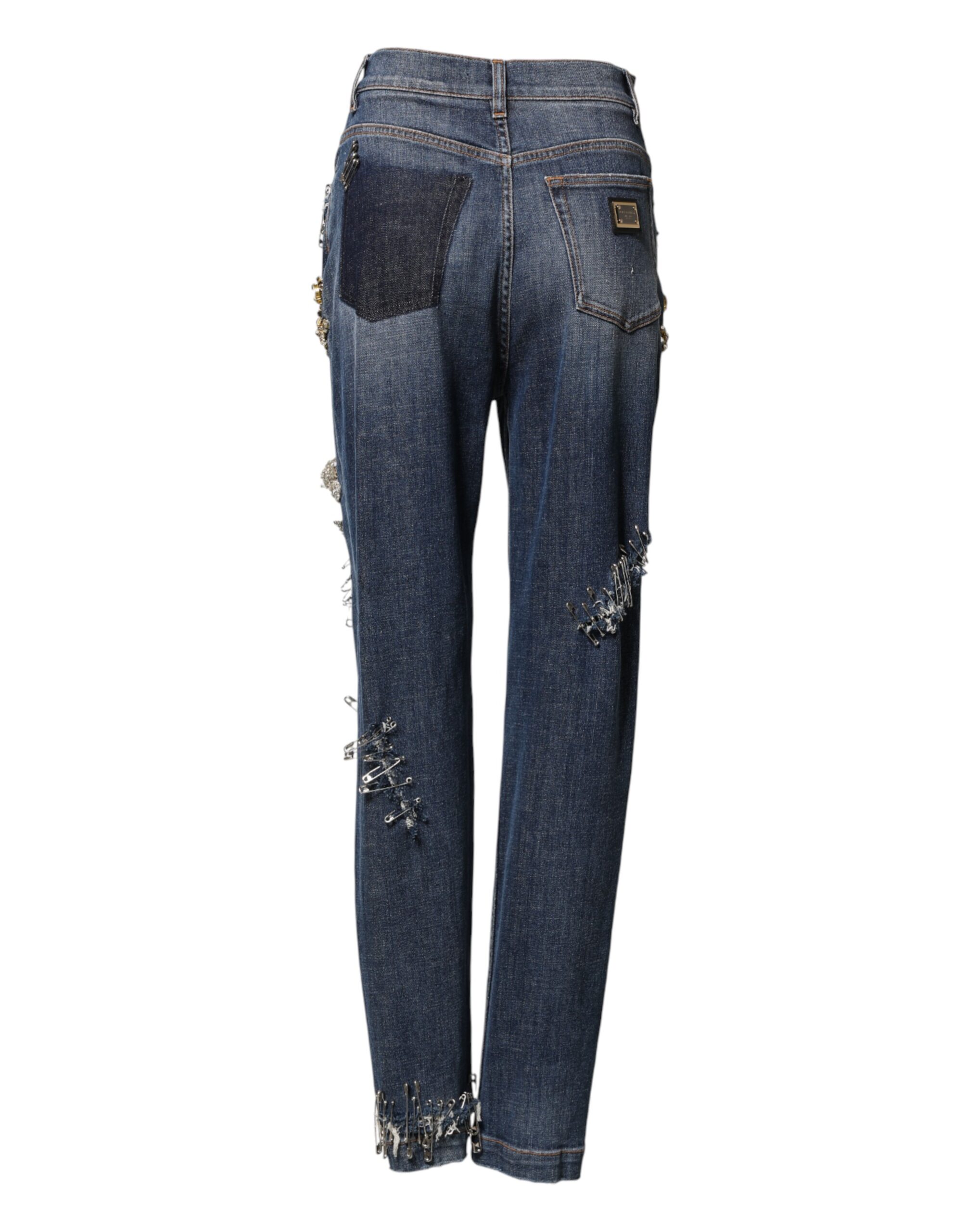 Dolce & Gabbana Blue Cotton Rhinestone Embellish Denim Jeans - Image 3