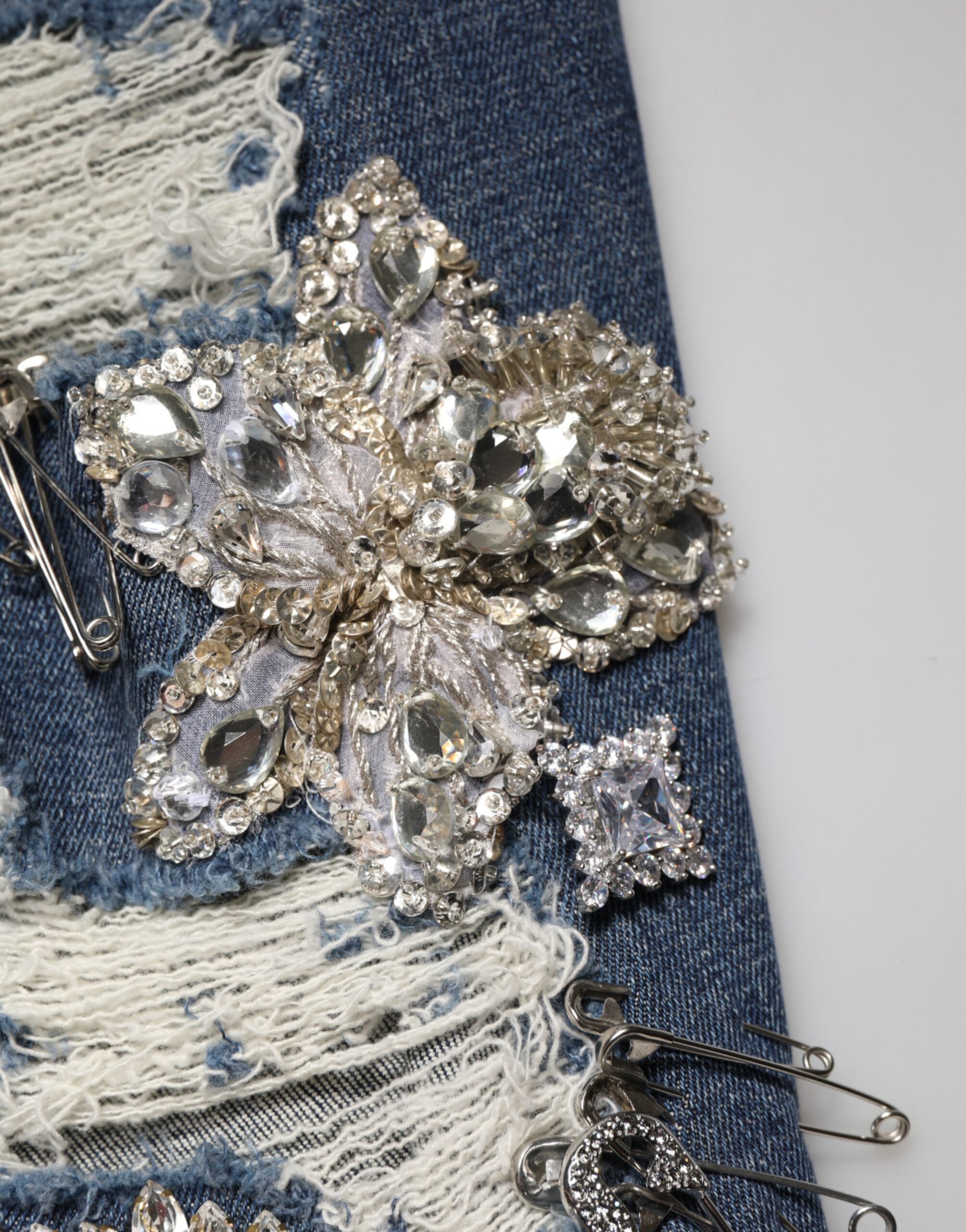 Dolce & Gabbana Blue Cotton Rhinestone Embellish Denim Jeans - Image 6