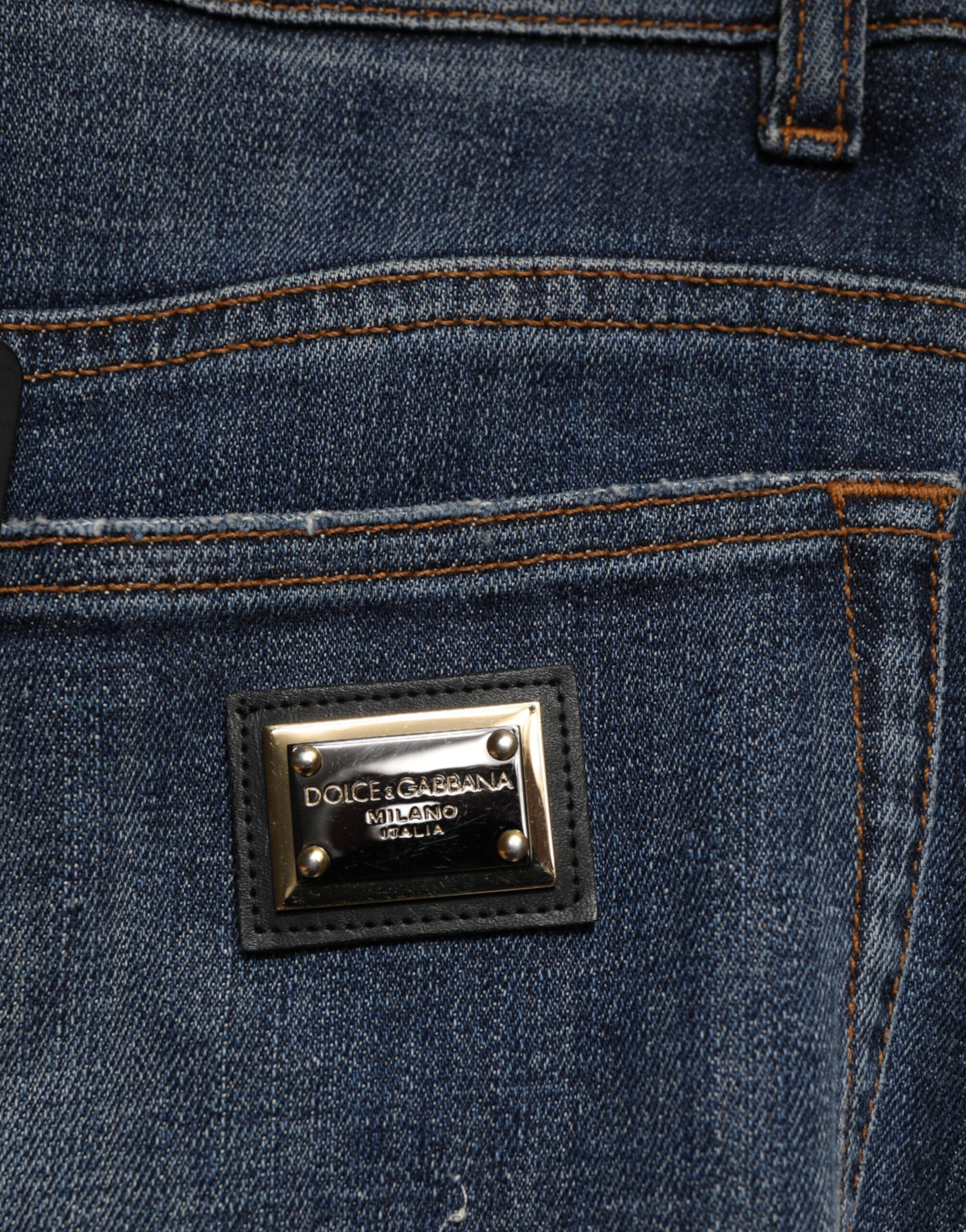 Dolce & Gabbana Blue Cotton Rhinestone Embellish Denim Jeans - Image 7