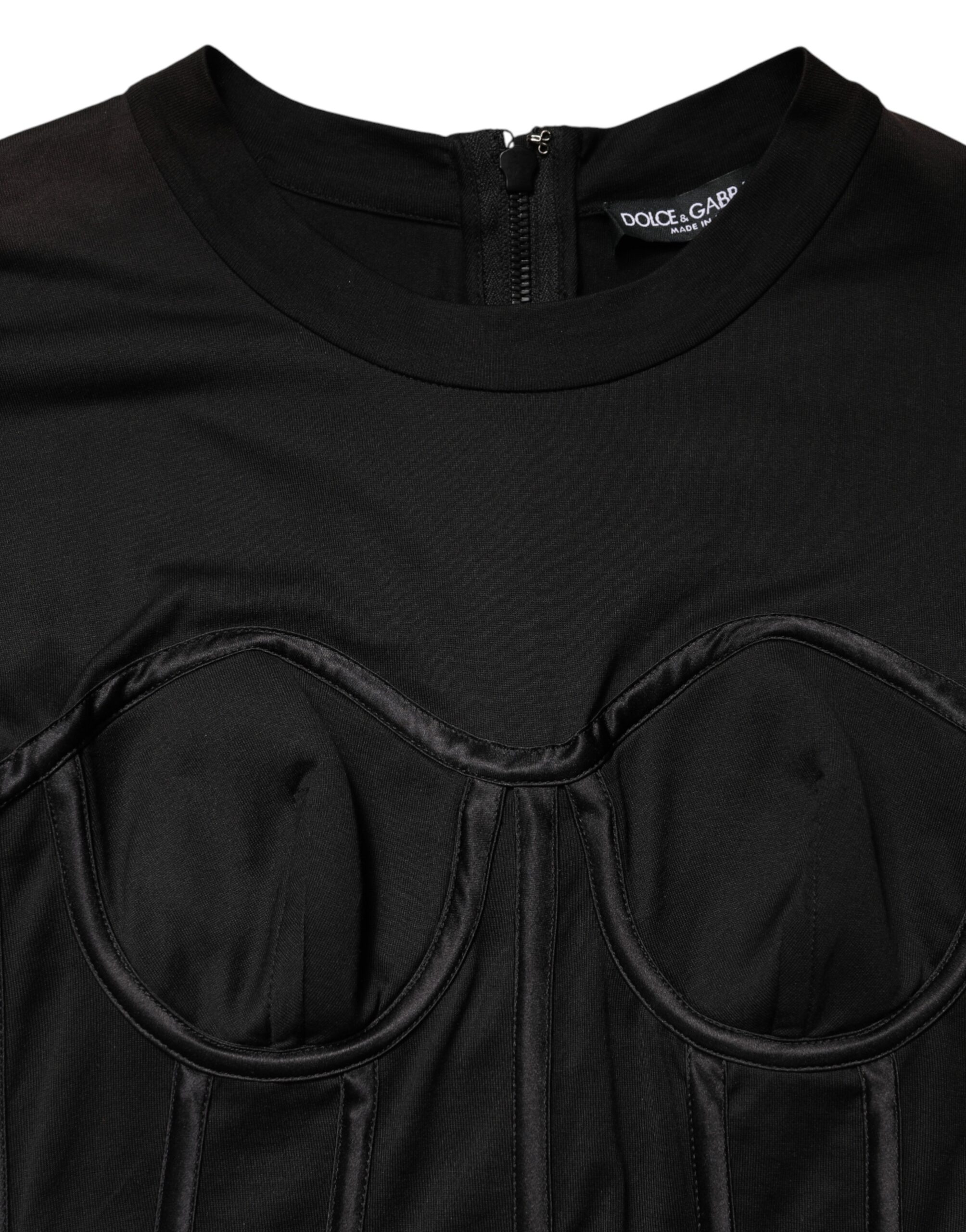 Dolce & Gabbana Black Cotton Bustier Corset Short Sleeves T-shirt - Image 8