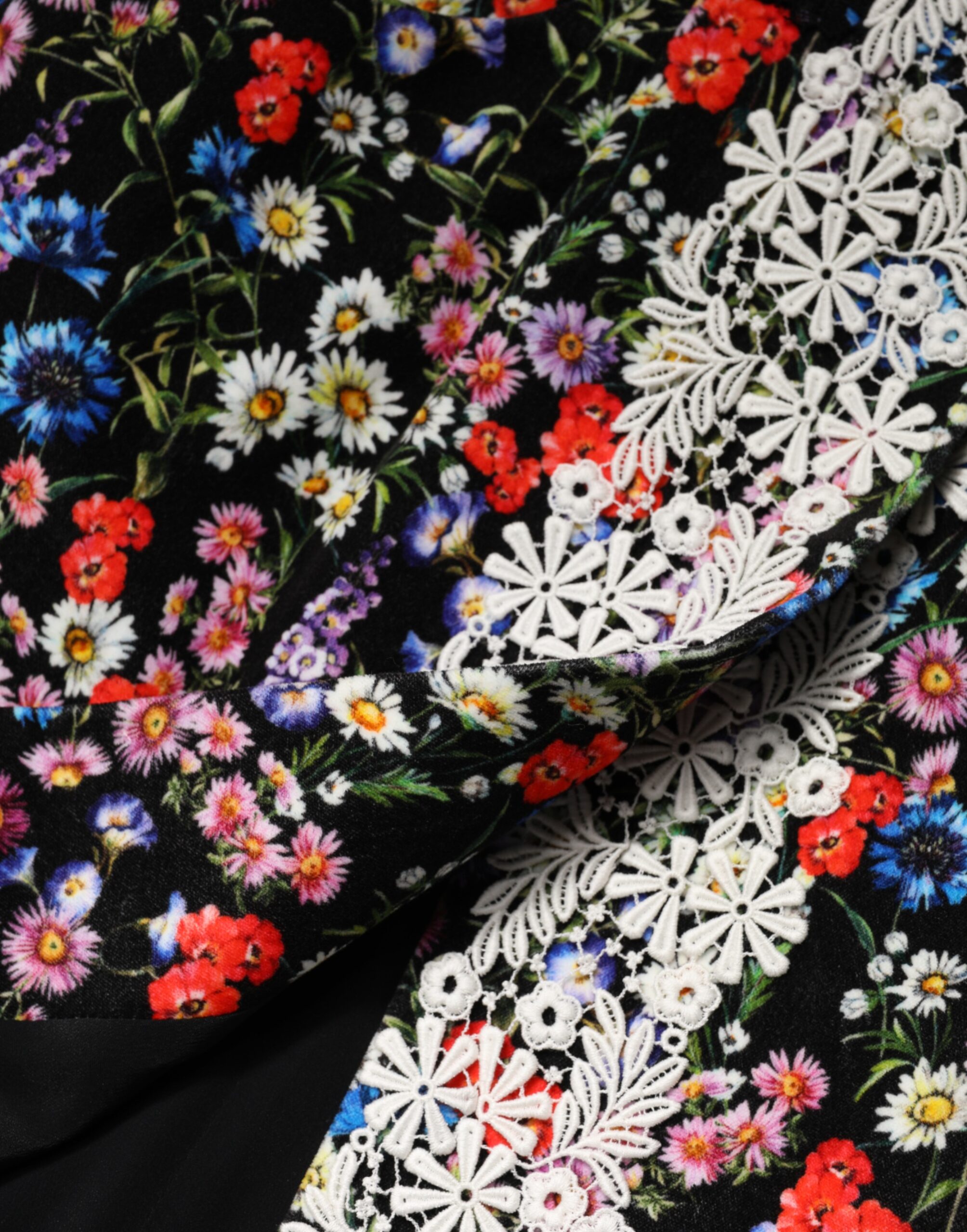 Dolce & Gabbana Black Floral Lace Cotton HighWaist Mini Skirt - Image 6
