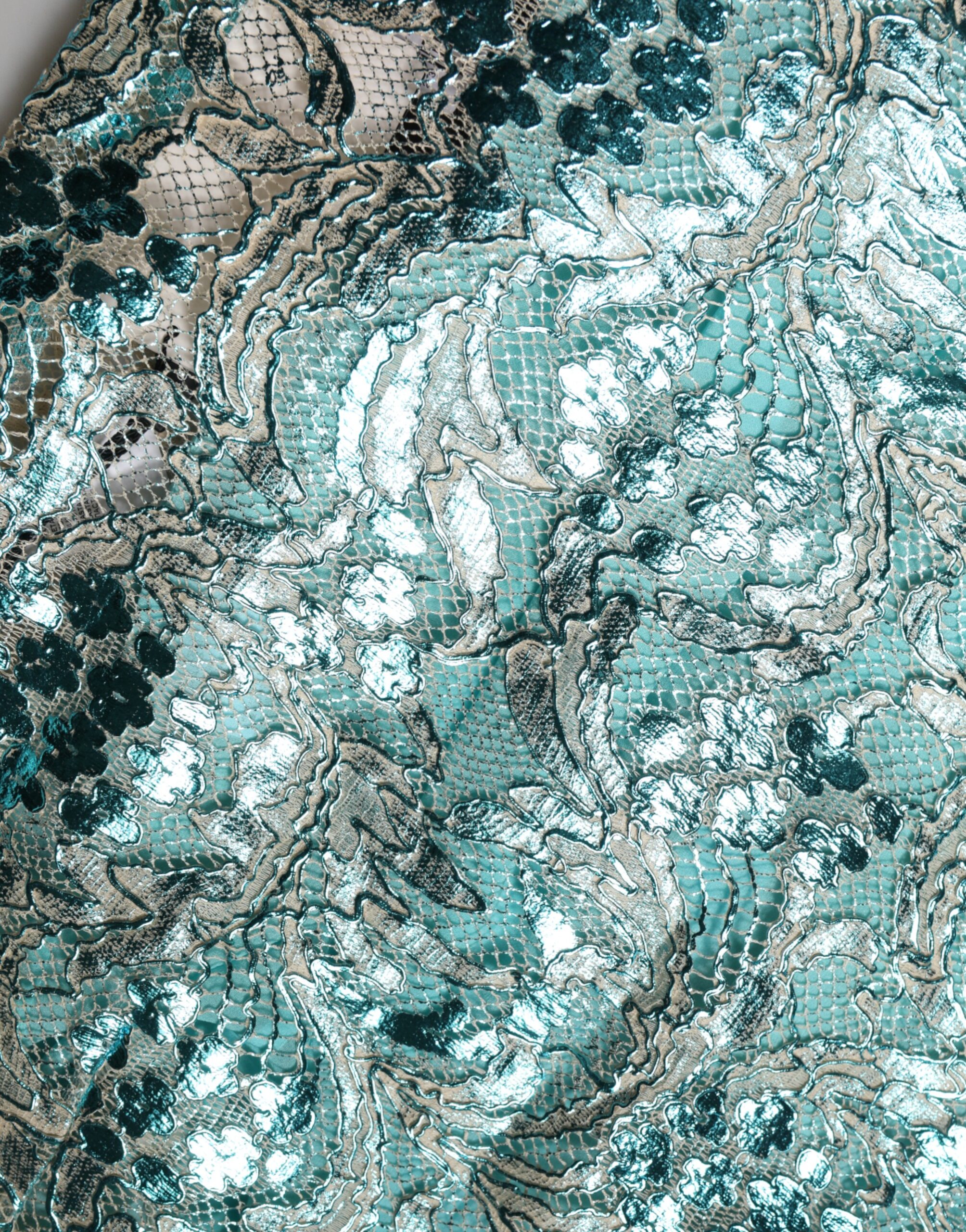 Dolce & Gabbana Blue Floral Brocade High Waist Mini Skirt - Image 7