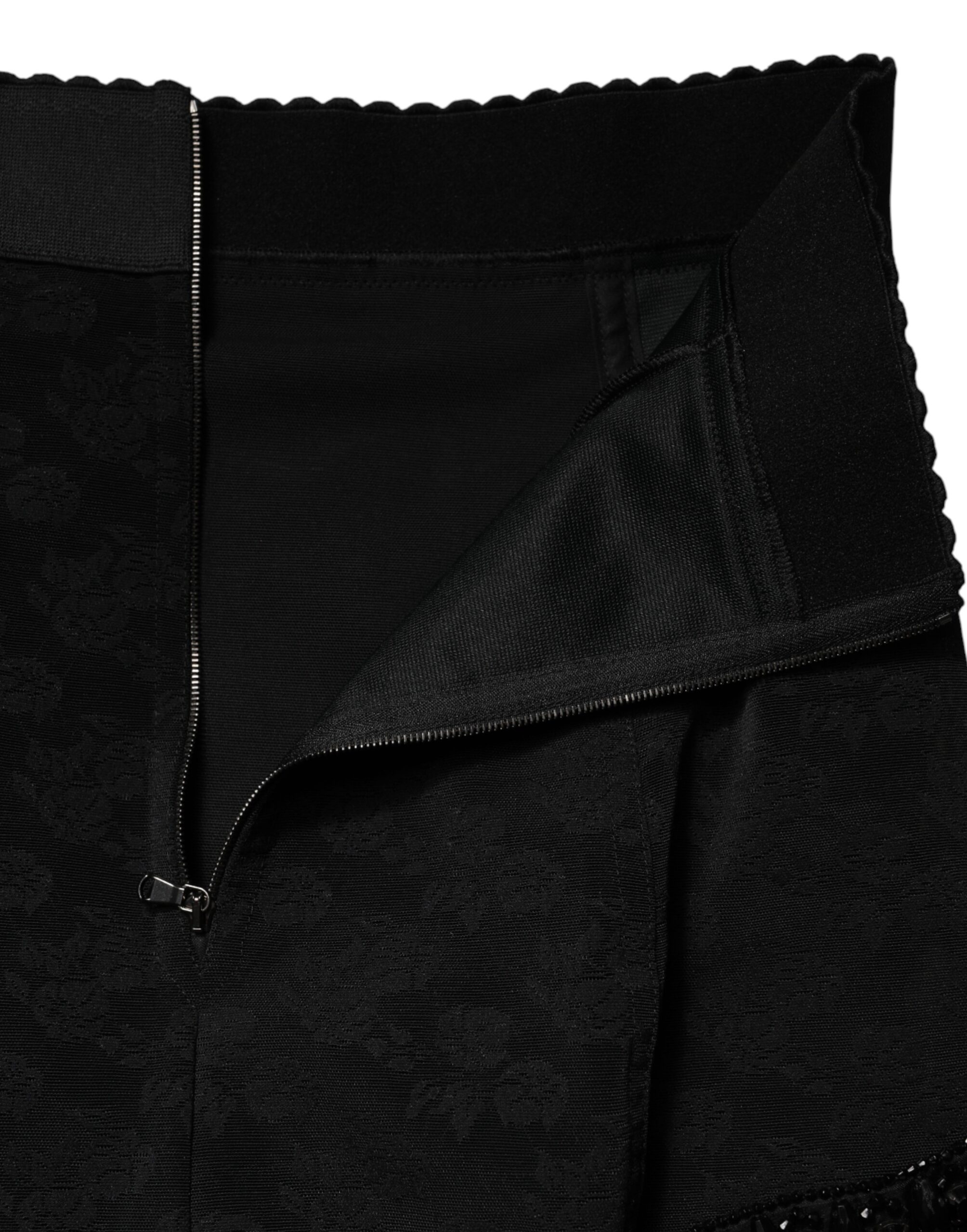 Dolce & Gabbana Black Nylon Embellished Lace Mini Skirt - Image 6