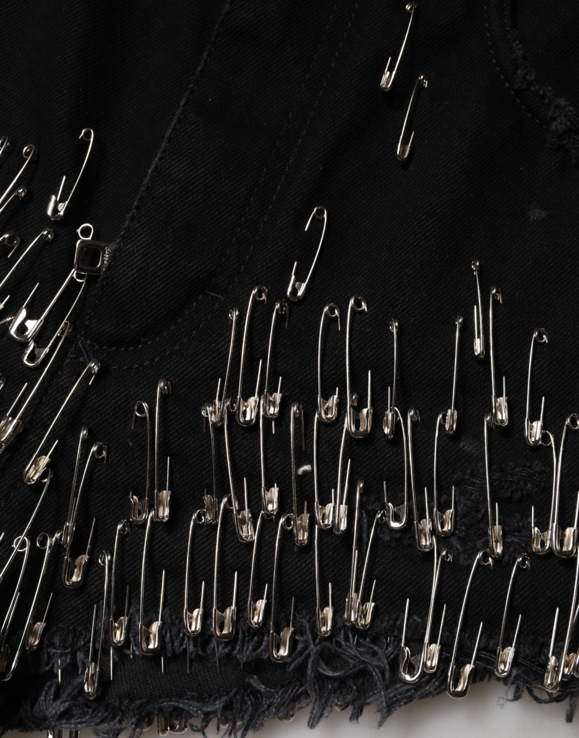 Dolce & Gabbana Black Pins Cotton Denim Hot Pants Shorts - Image 7