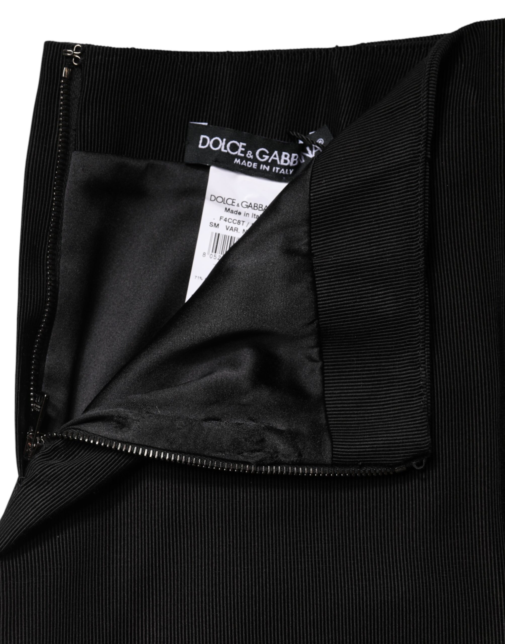Dolce & Gabbana Black Cotton Pencil Cut High Waist Mini Skirt - Image 5