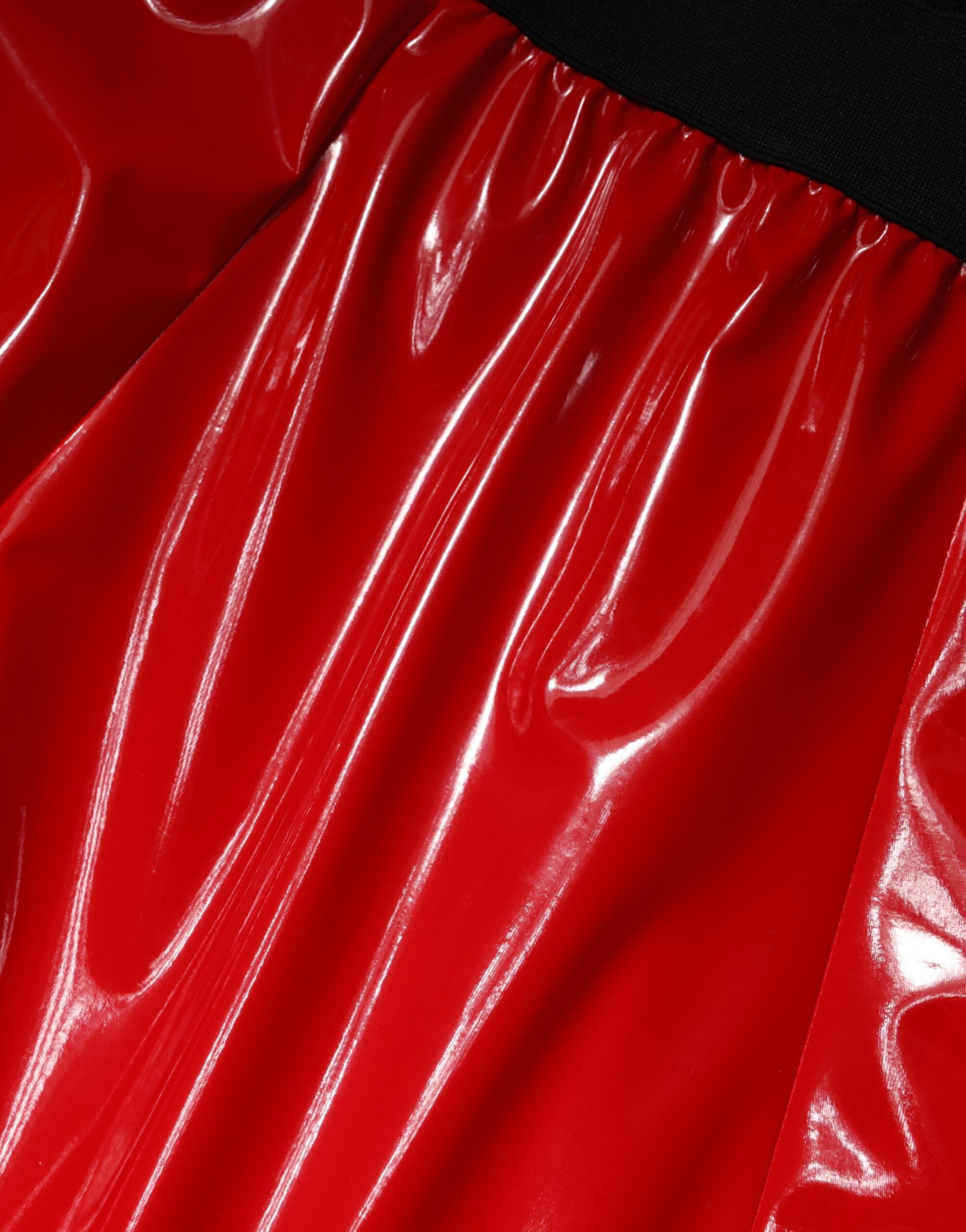 Dolce & Gabbana Glossy Red Polyester High Waist Midi Skirt - Image 7