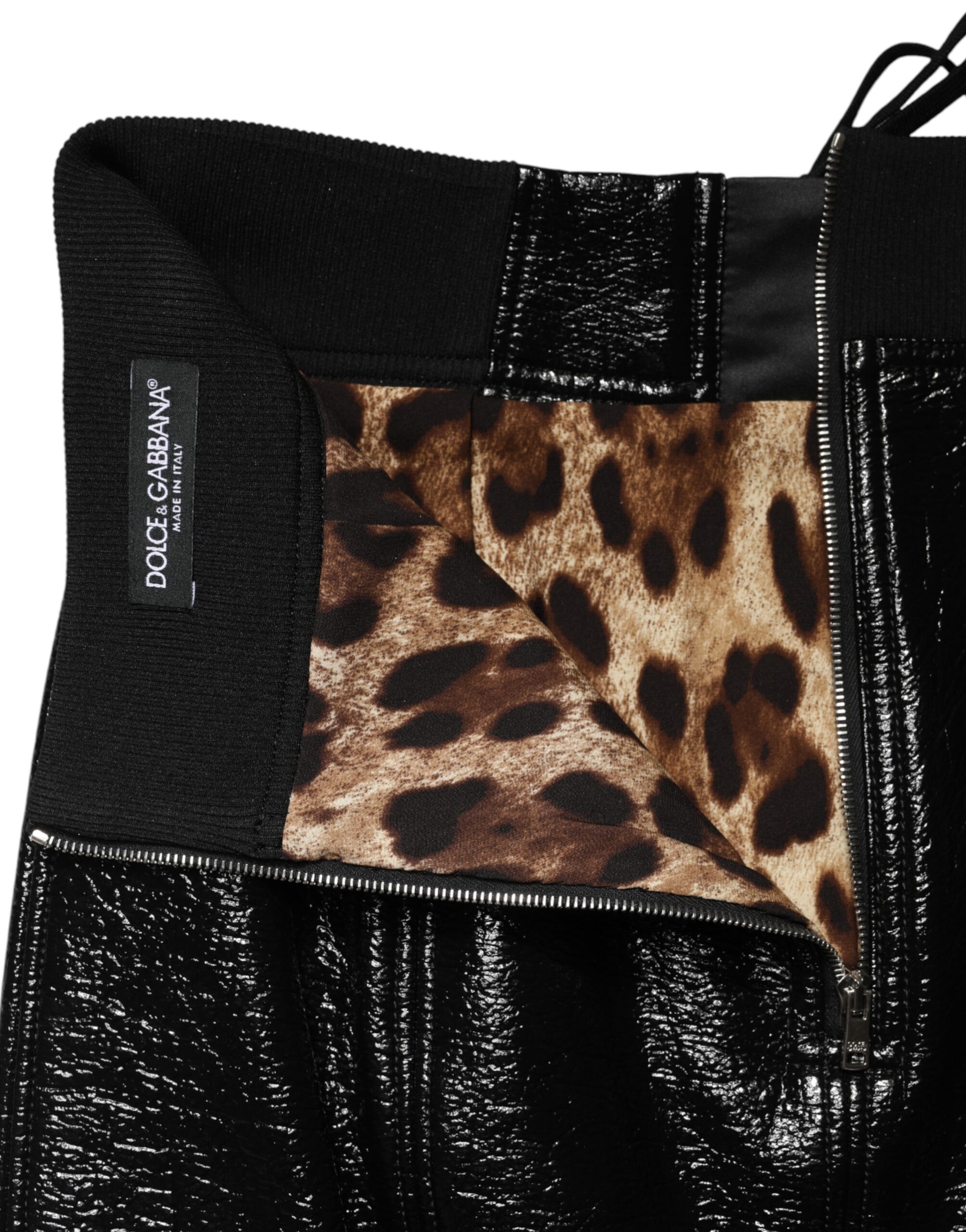 Dolce & Gabbana Black Nylon Eyelet Detail Coated Mini Skirt - Image 6