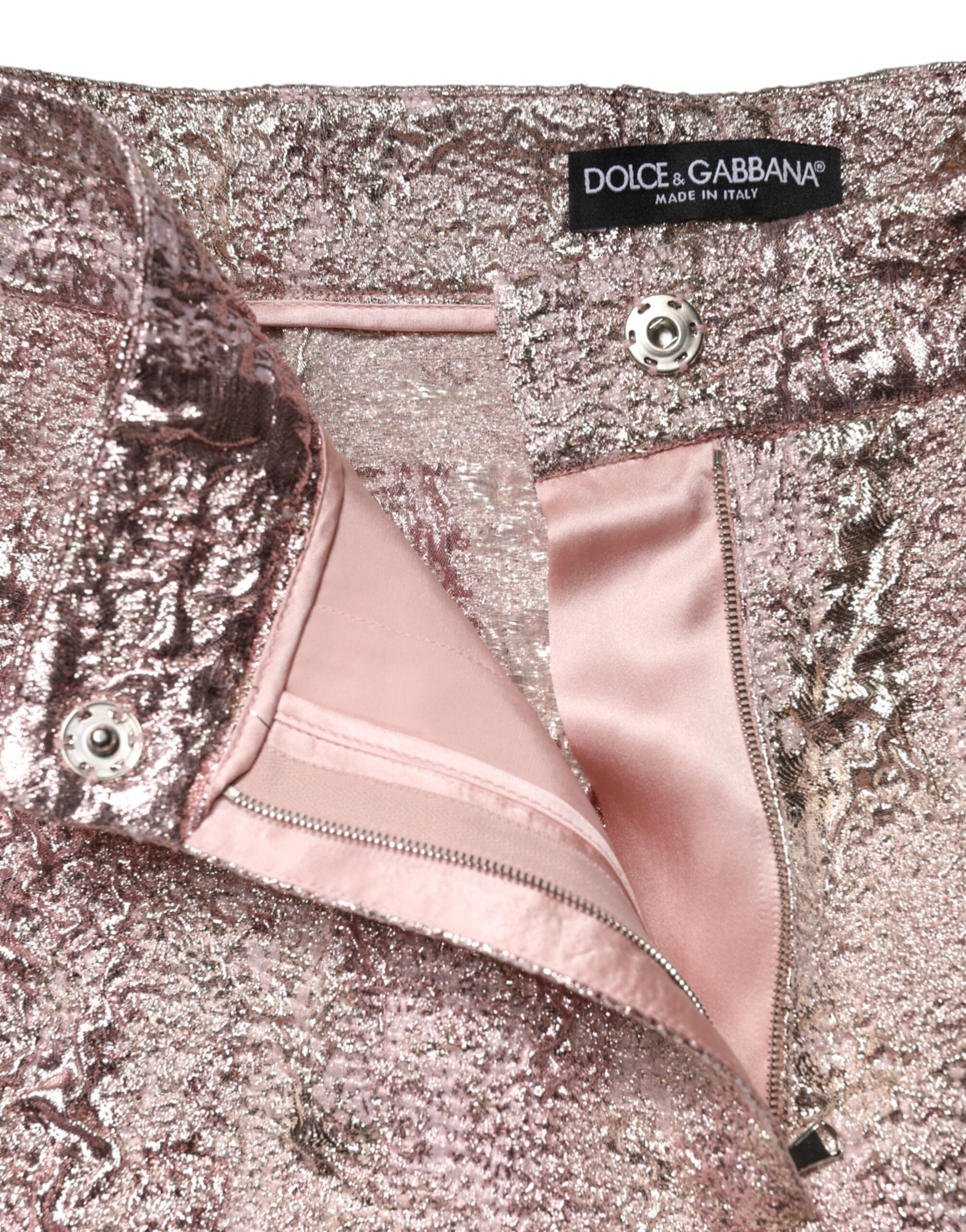 Dolce & Gabbana Pink Jacquard High Waist Hotpants Shorts - Image 6