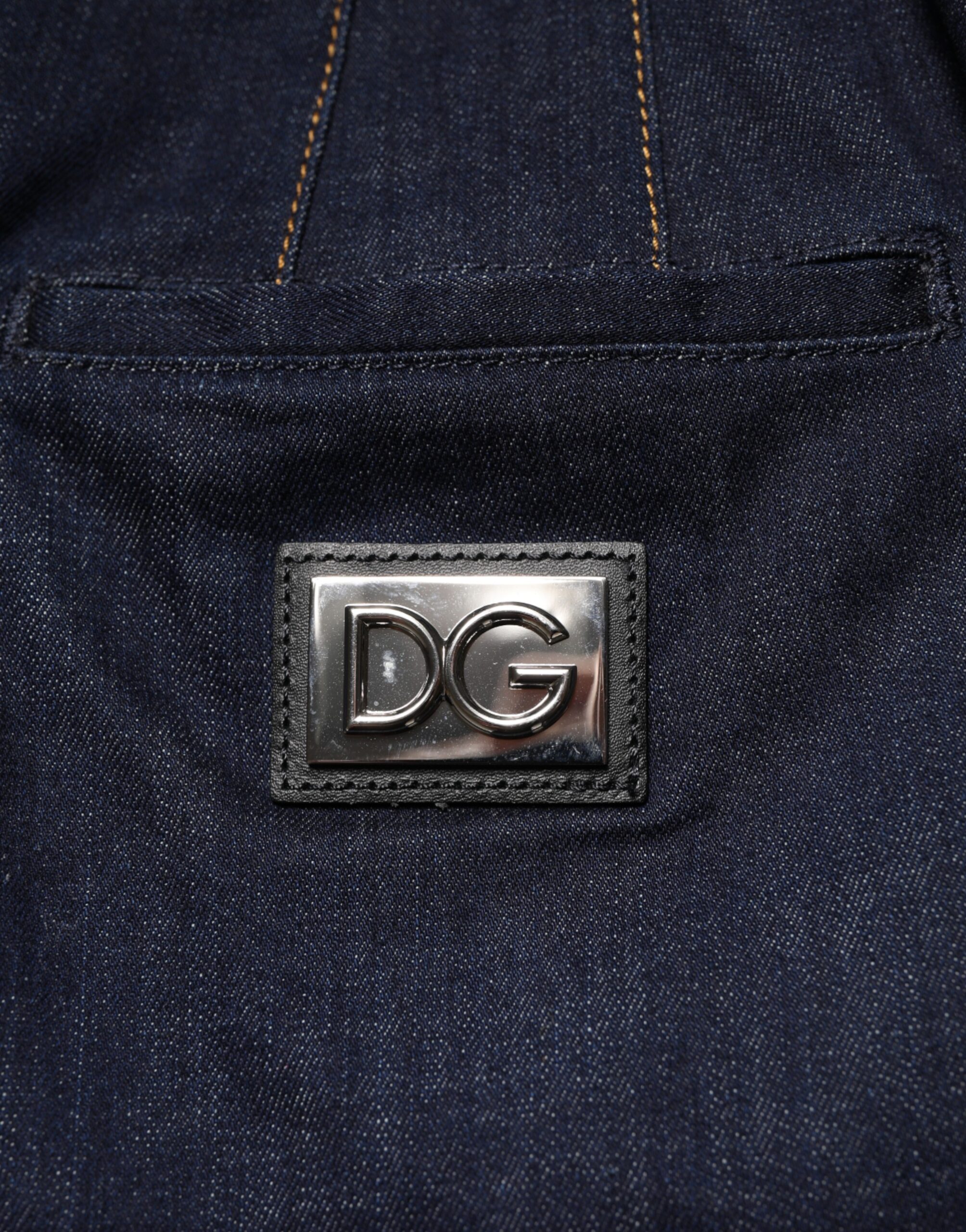 Dolce & Gabbana Dark Blue Cotton A-line Denim Midi Skirt - Image 5