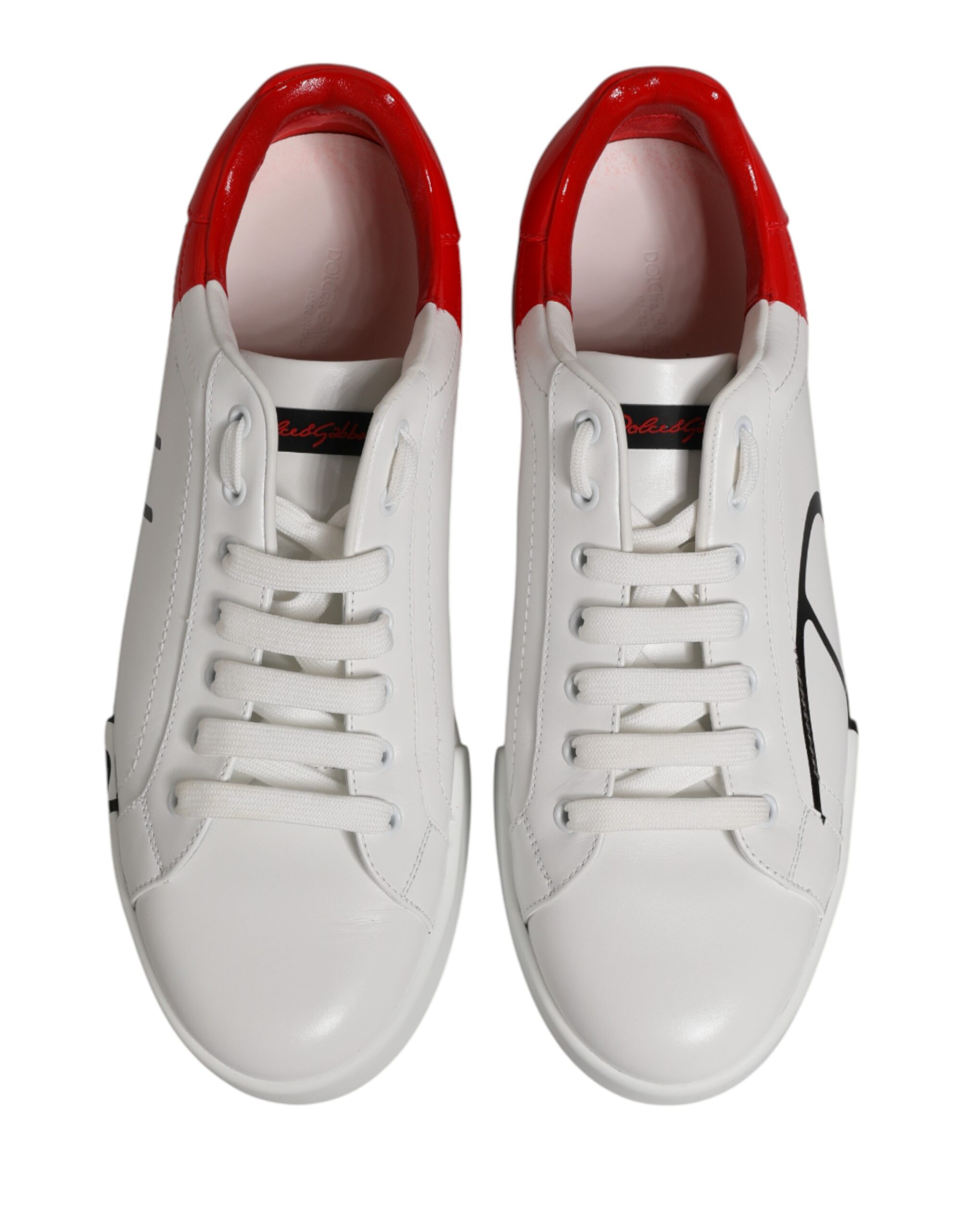 Dolce & Gabbana White Red Portofino Low Top Men Sneakers Shoes - Image 4