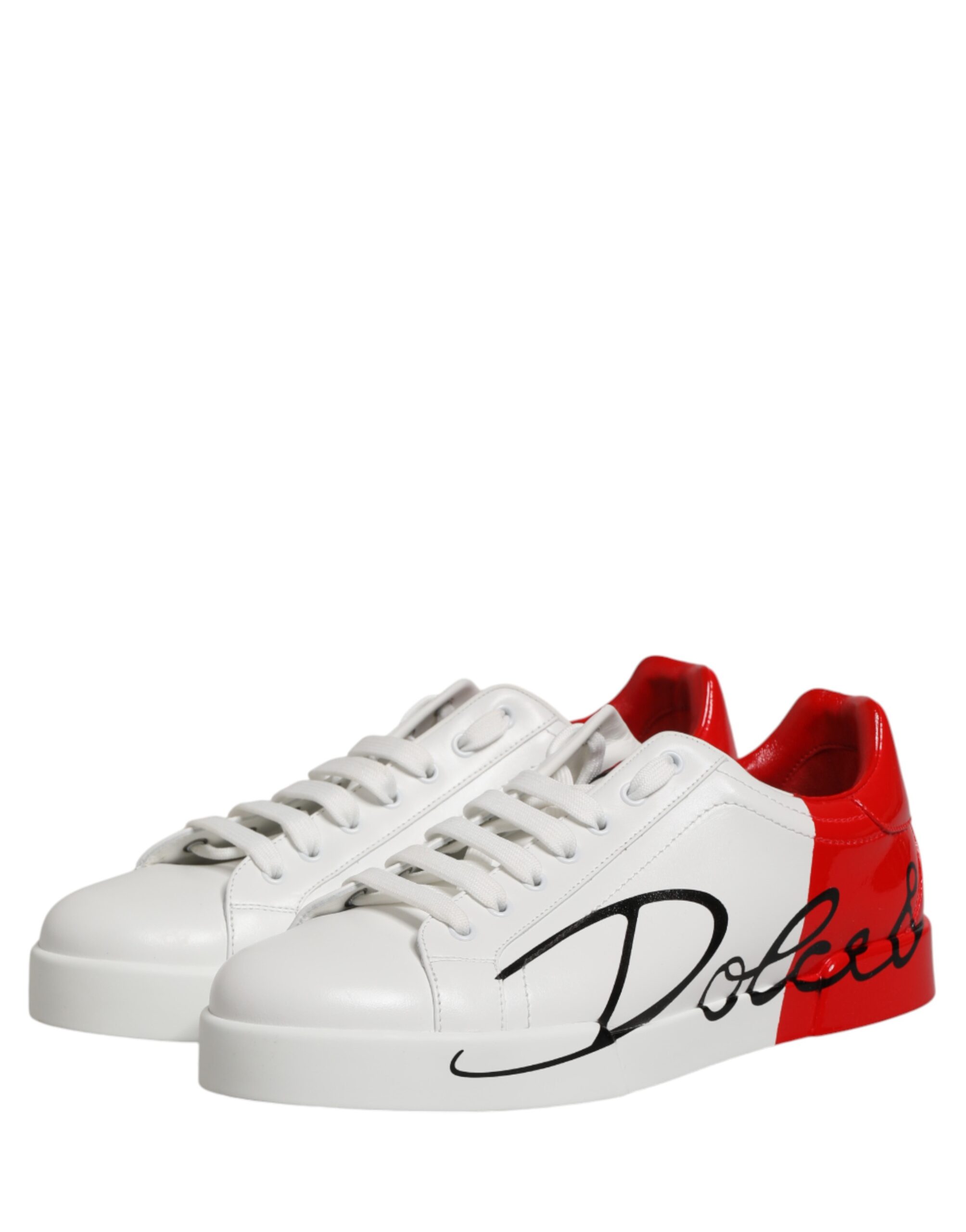 Dolce & Gabbana White Red Portofino Low Top Men Sneakers Shoes - Image 5