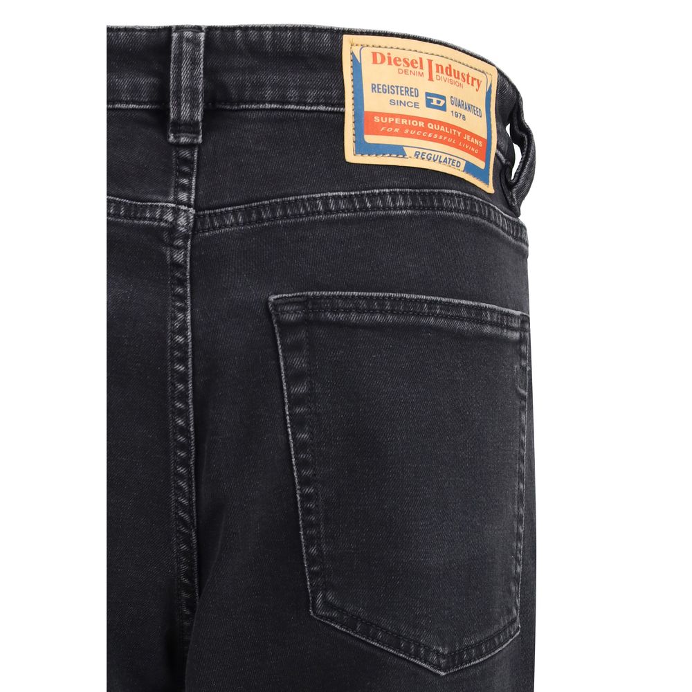 Diesel Black Cotton Relaxed Fit Jeans - Image 3