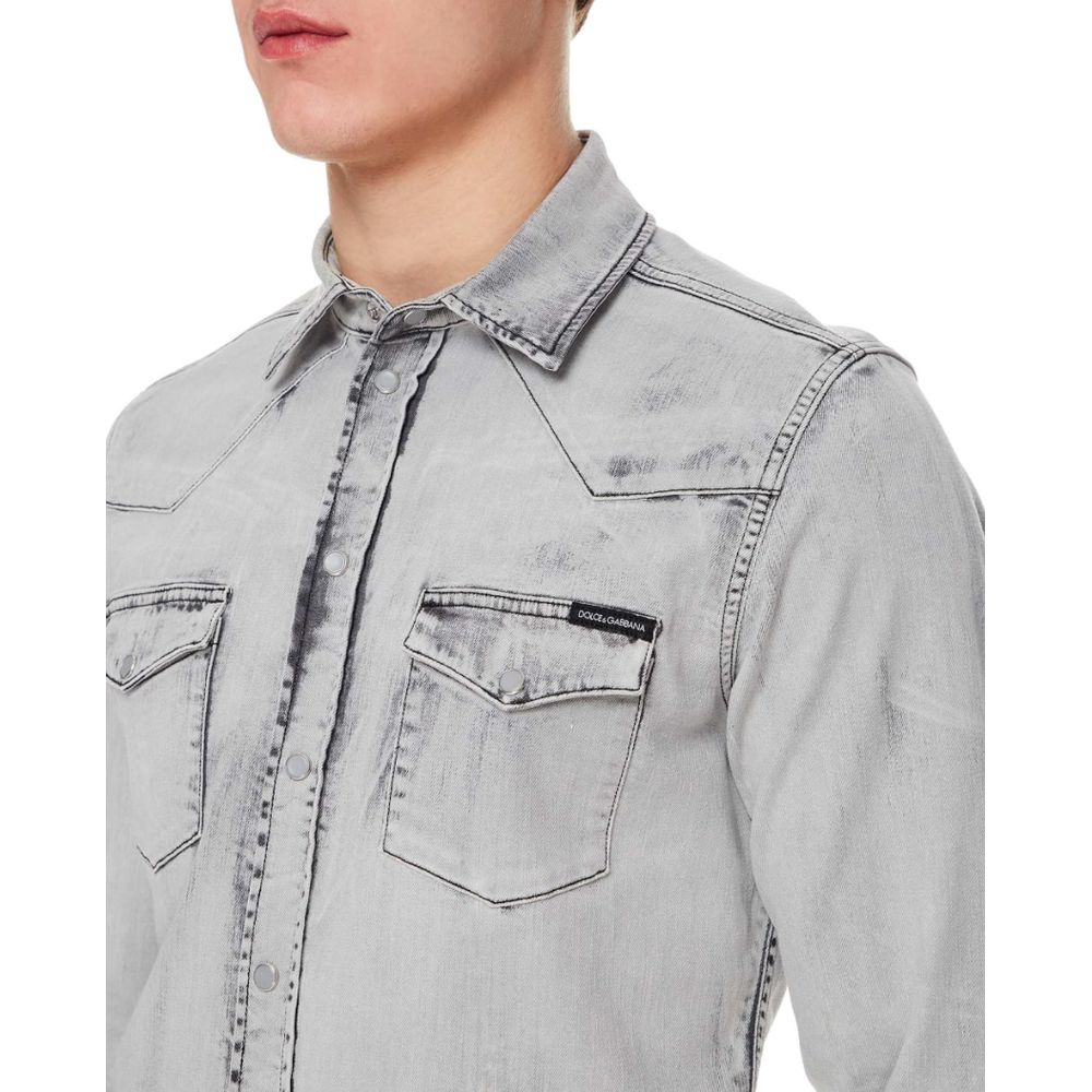 Dolce & Gabbana Gray Cotton Shirt - Image 4