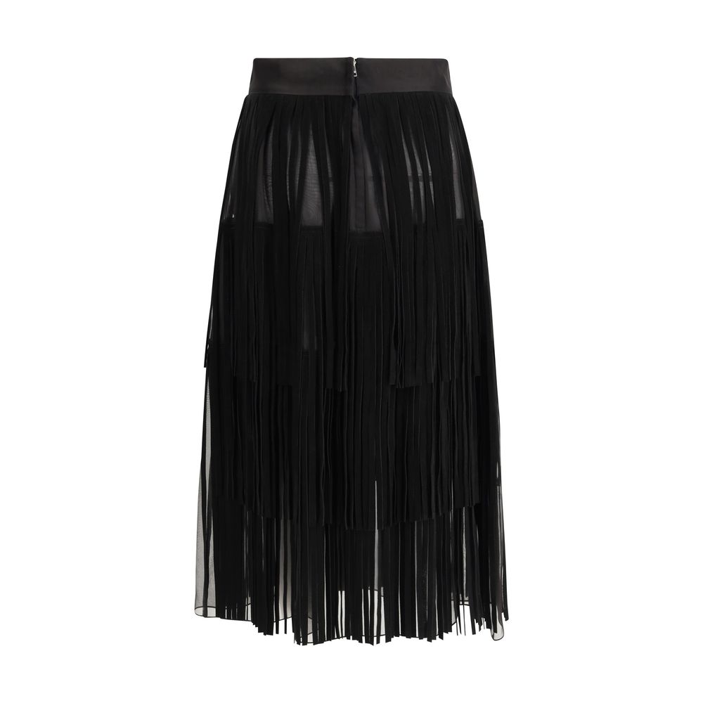 Dolce & Gabbana Black Silk Long Skirt - Image 2