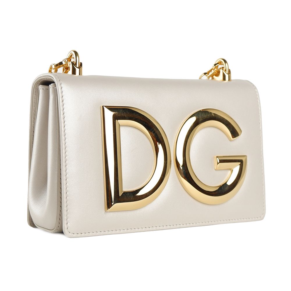 Dolce & Gabbana Beige Calfskin Women Shoulder Bag - Image 3