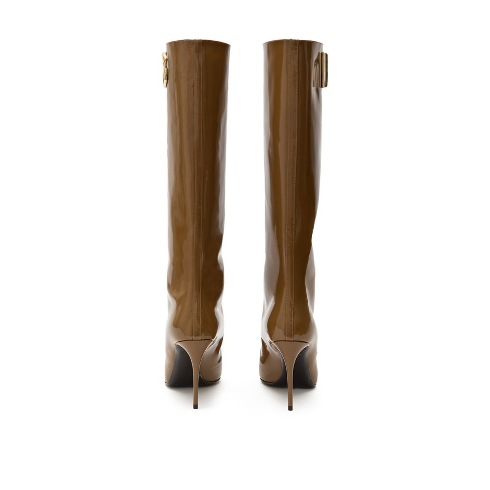 Dolce & Gabbana Brown Leather High Heel Boots - Image 3