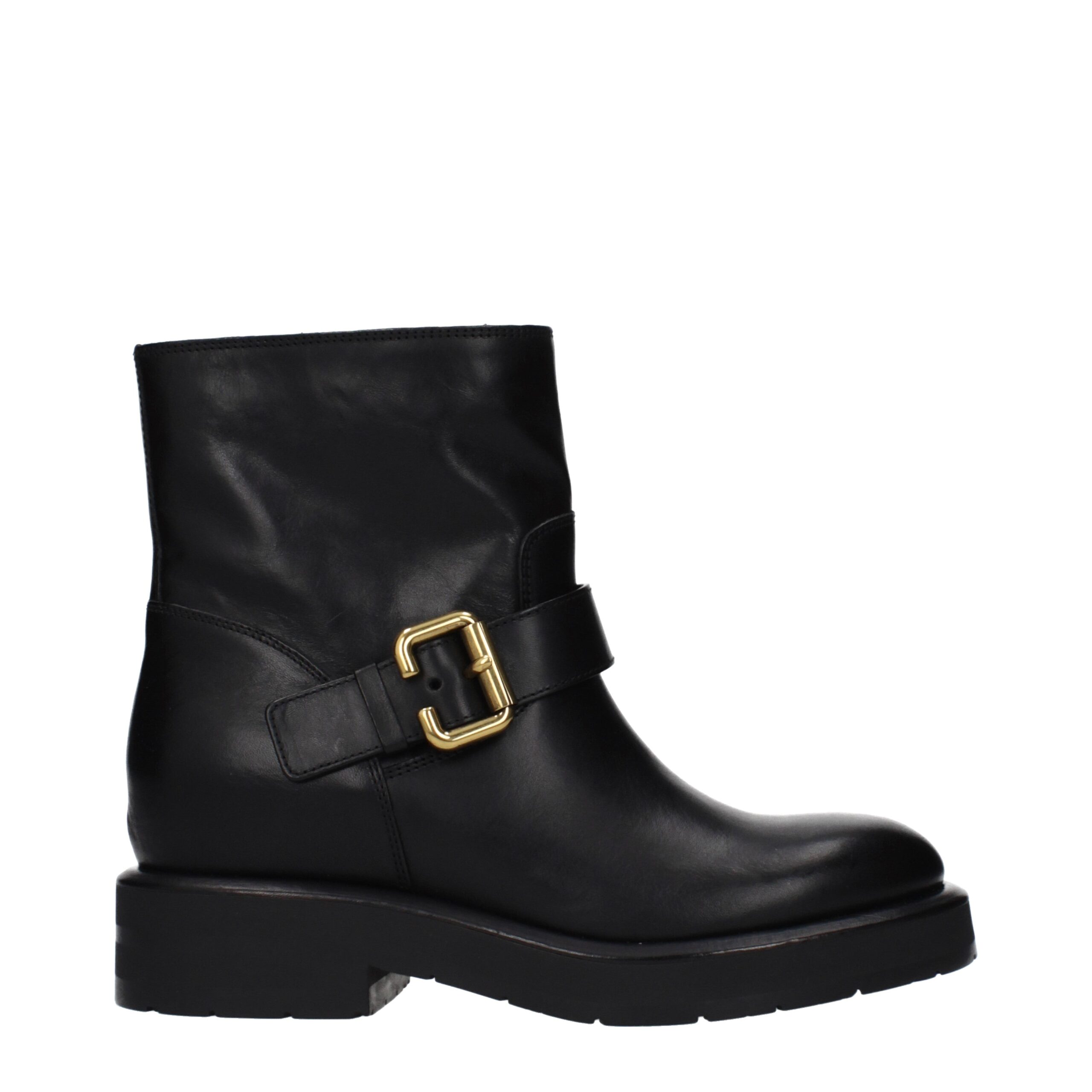 ChloƩ Black Leather Ankle Boots