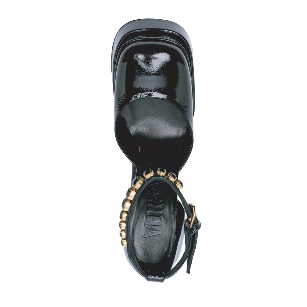 Versace Black Calfskin Platform Sandals - Image 3