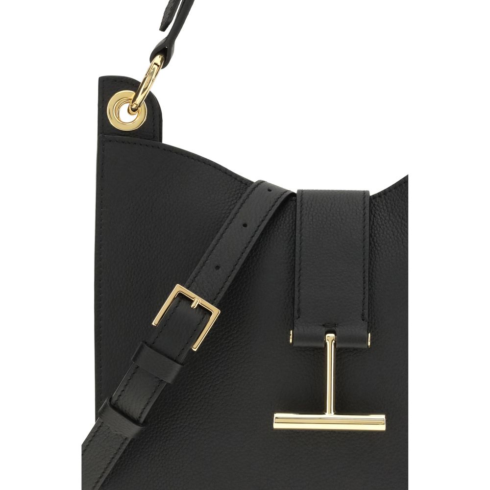Tom Ford Black Calf Leather Bos Taurus Shoulder Bag - Image 4