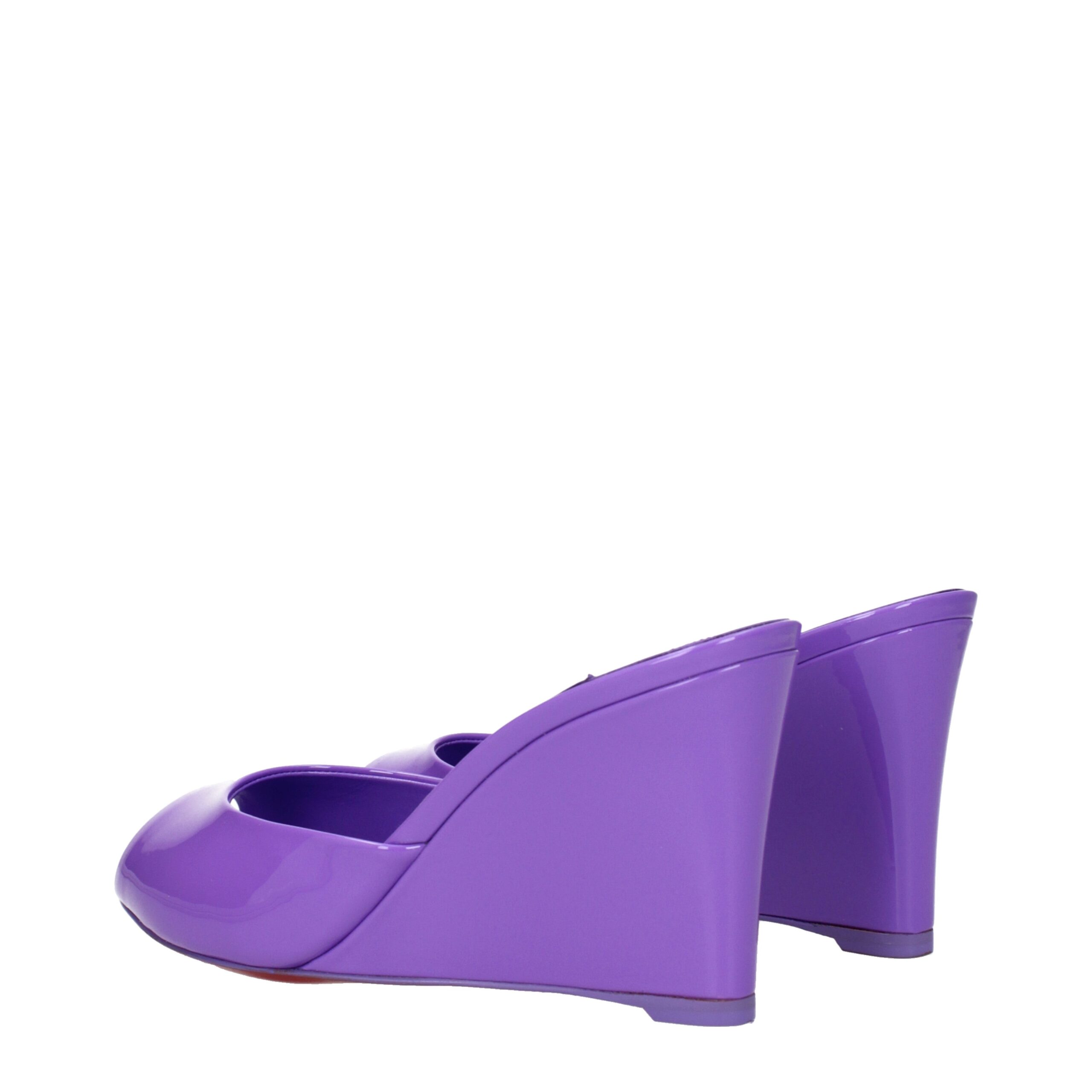 Christian Louboutin Purple Leather Wedge Sandals - Image 4