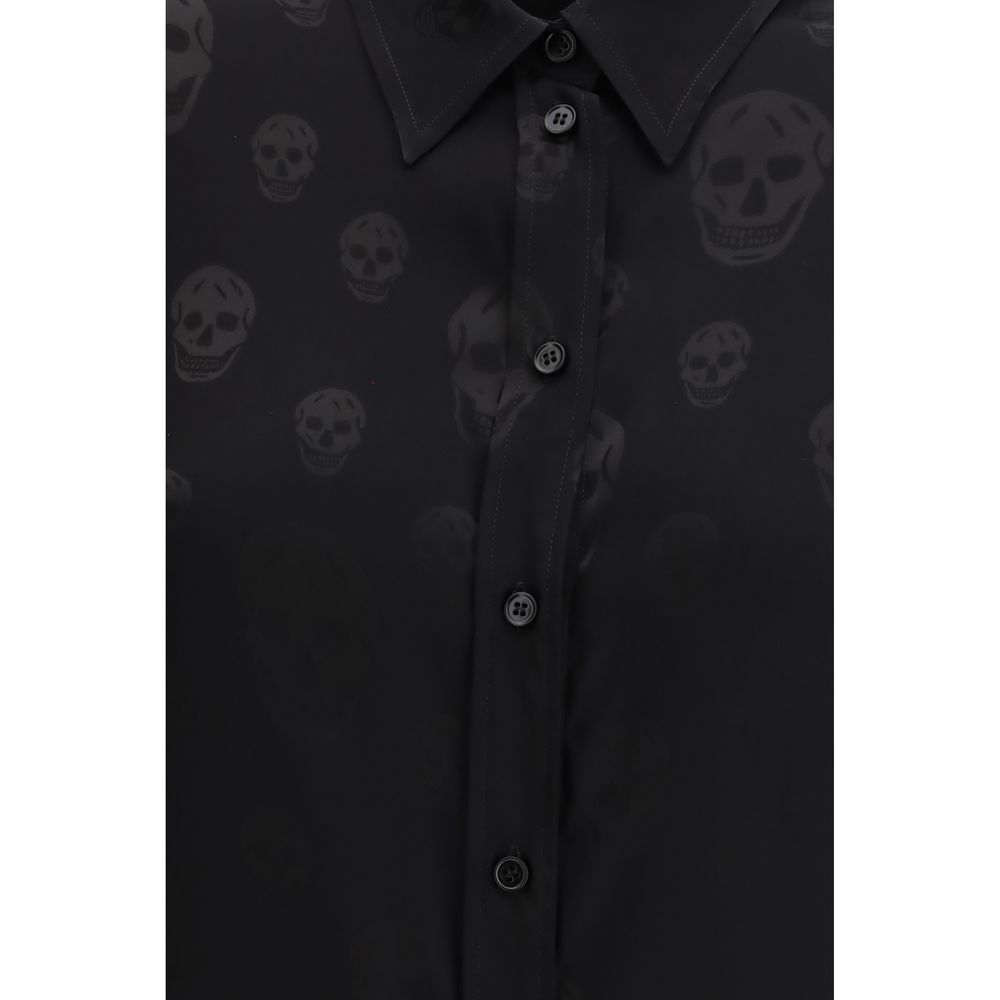 Alexander McQueen Black Viscose Pattern Shirt - Image 3