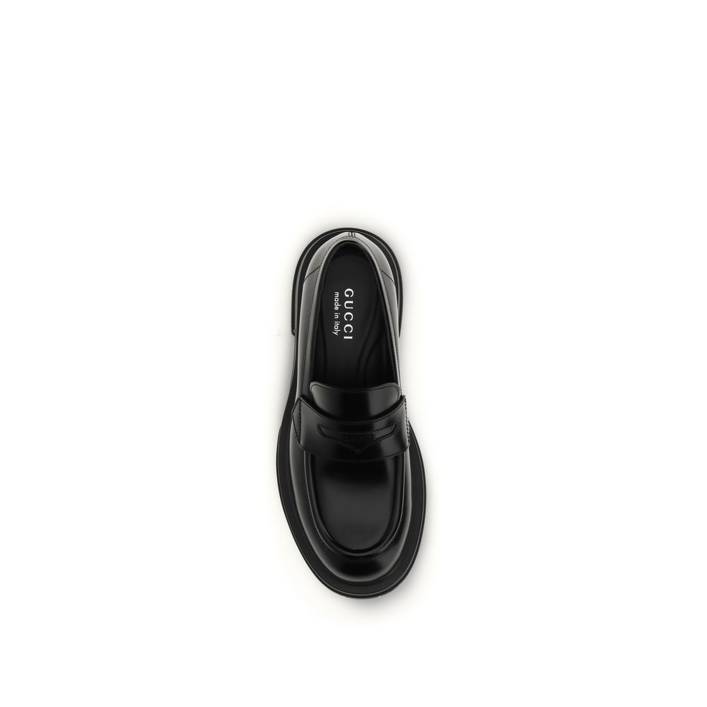 Gucci Black Calf Leather Bos Taurus Slip-On Loafers - Image 4