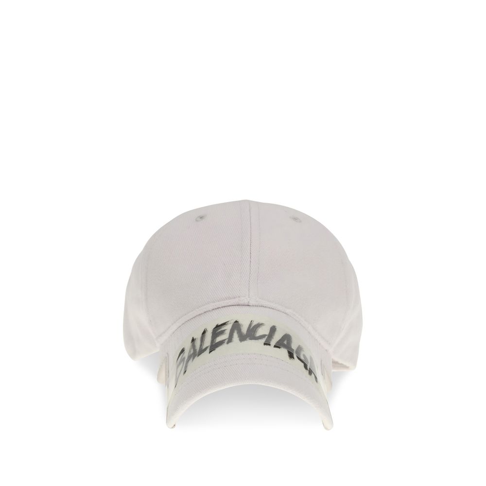 Balenciaga White Cotton Cap (Baseball Hat)