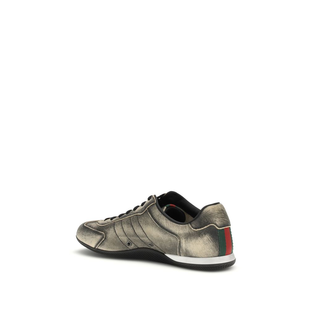 Gucci Black Calf Leather Bos Taurus Low Top Sneakers - Image 3