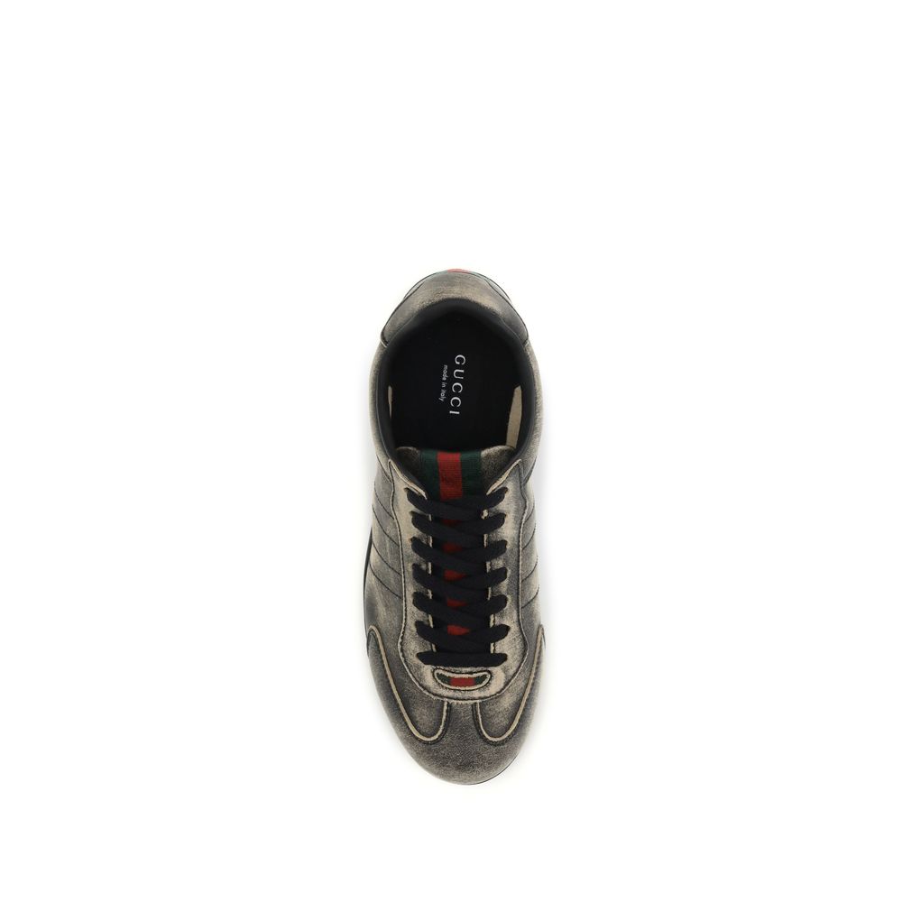 Gucci Black Calf Leather Bos Taurus Low Top Sneakers - Image 4